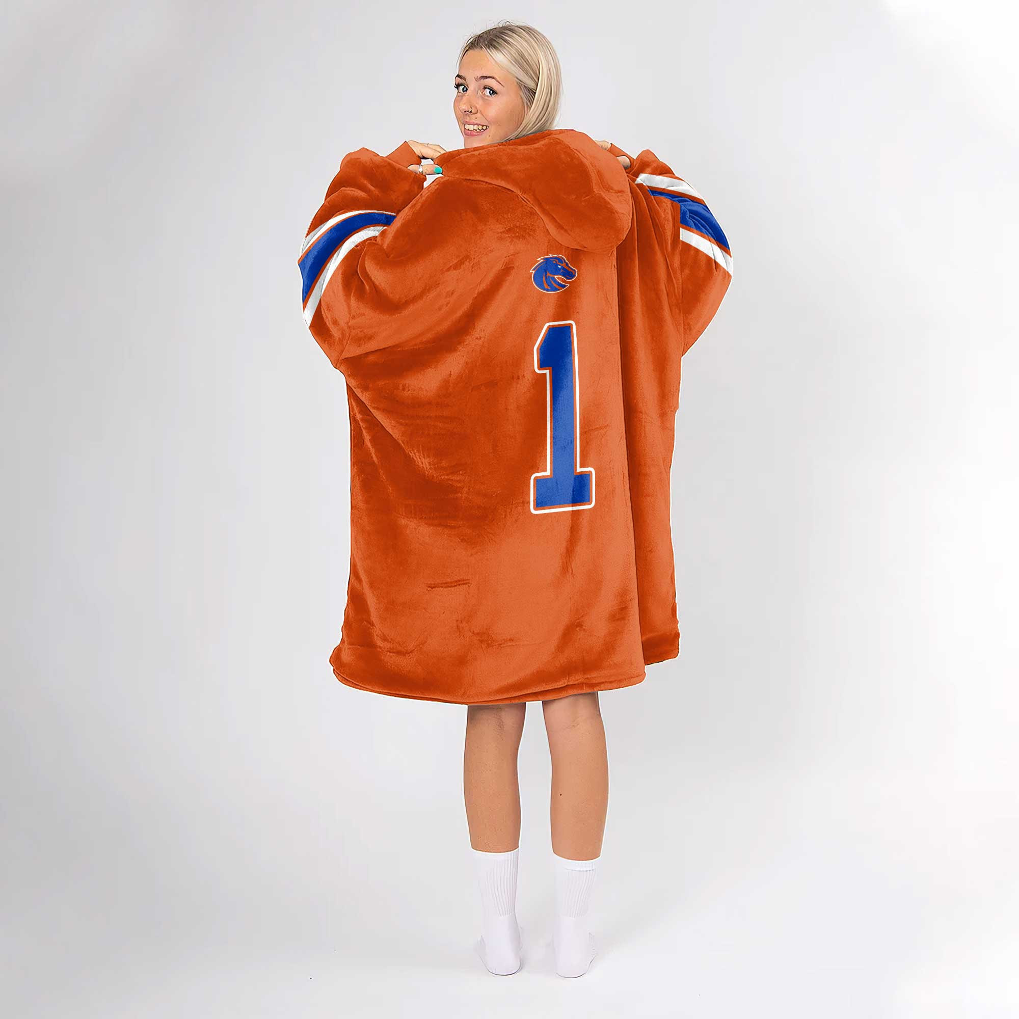 Adult #1 Boise State Football Unisex Blanket Hoodie