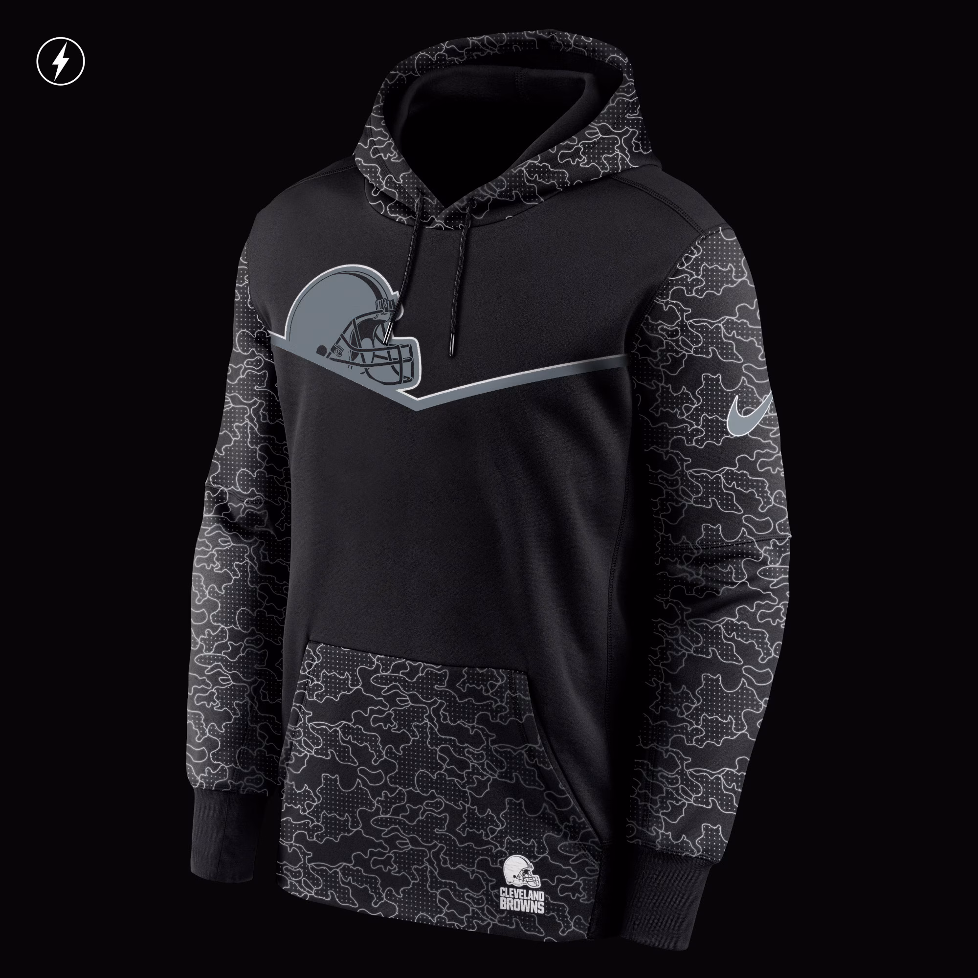 Cleveland Browns RFLCTV Chevron Pullover Hoodie - Black