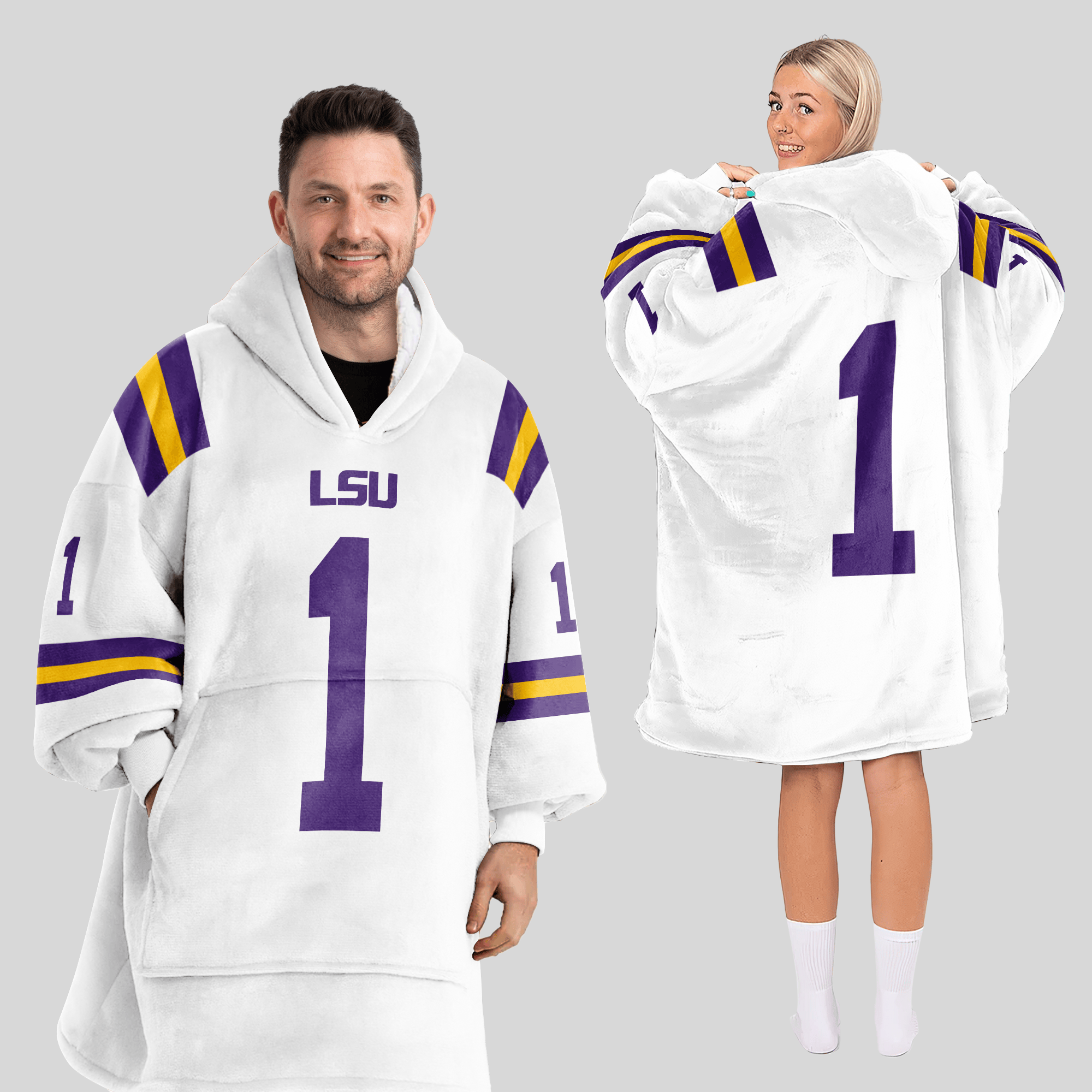 Adult #1 LSU Football Unisex Blanket Hoodie