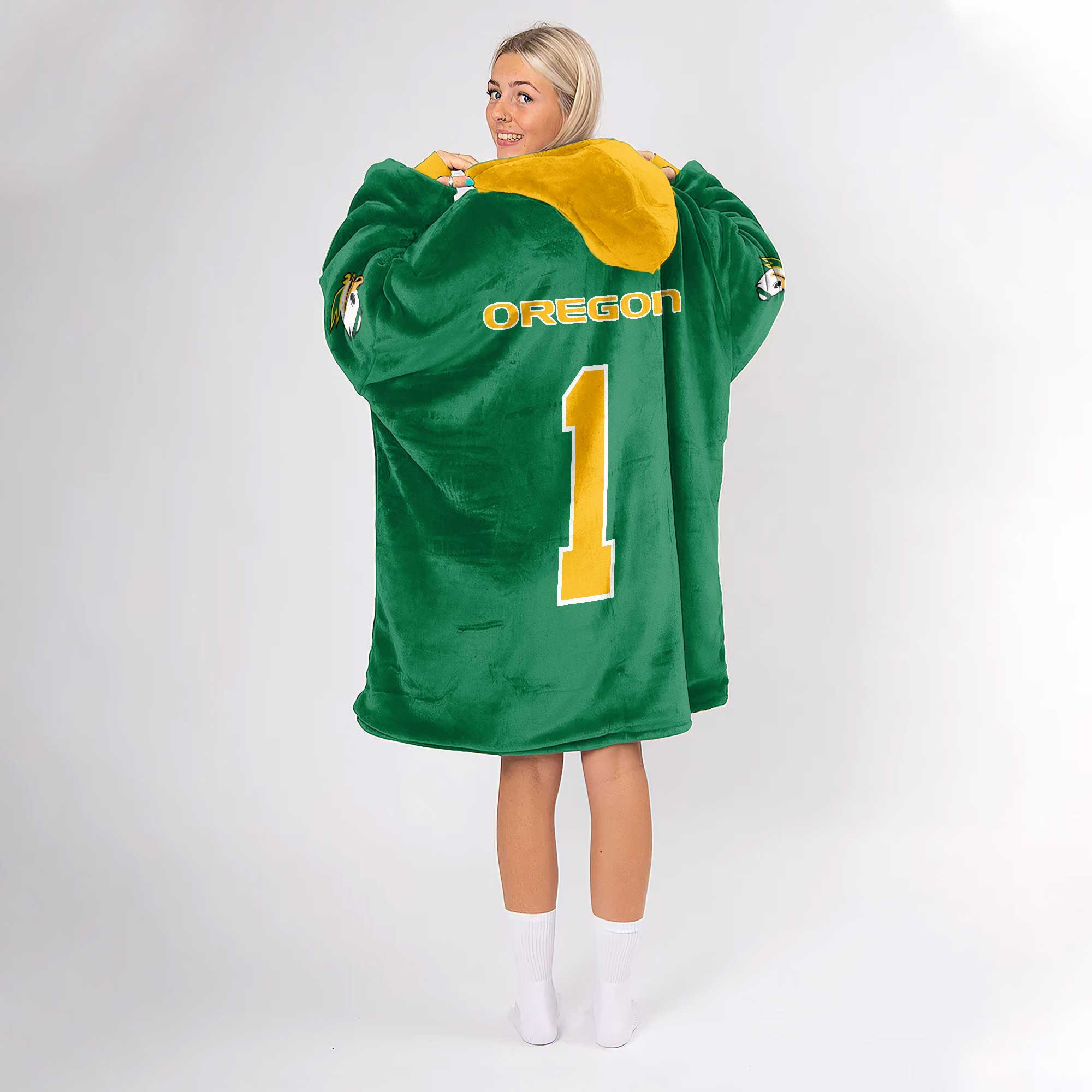 Adult 1 Oregon Football Unisex Blanket Hoodie