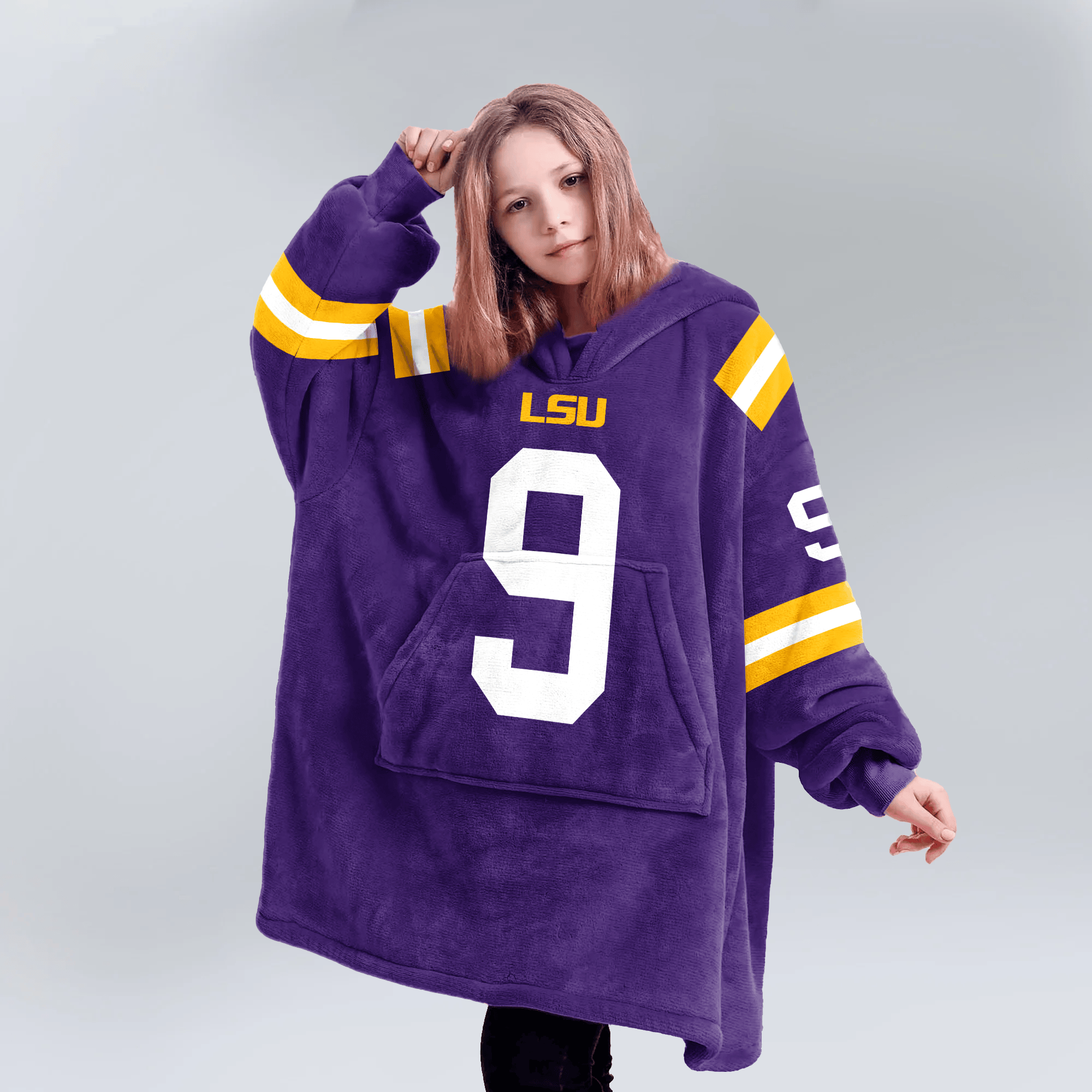 Kid J.B 9 LSU Football Unisex Blanket Hoodie