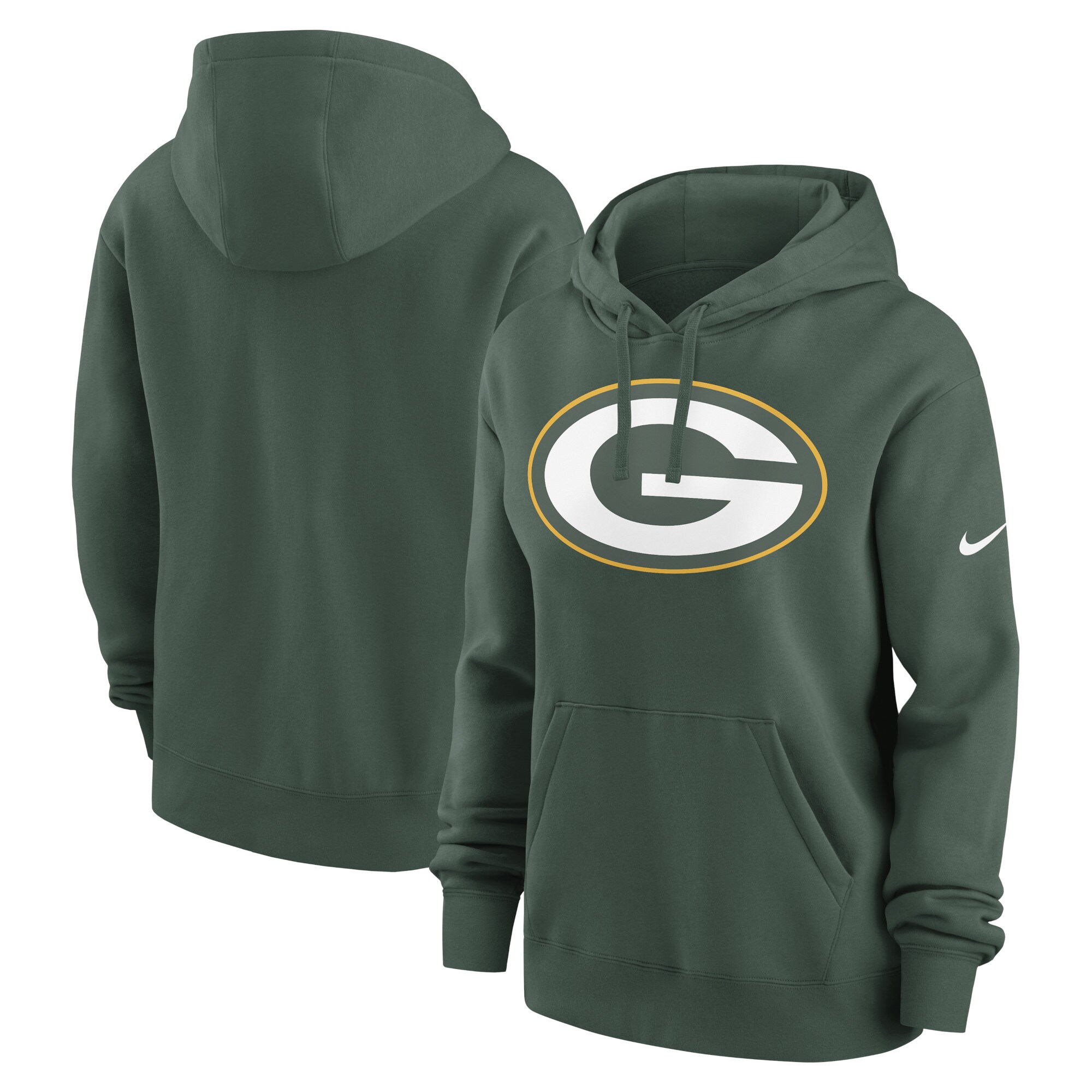 Green Bay Packers Women's Team Logo Club Fleece Pullover Hoodie - Green