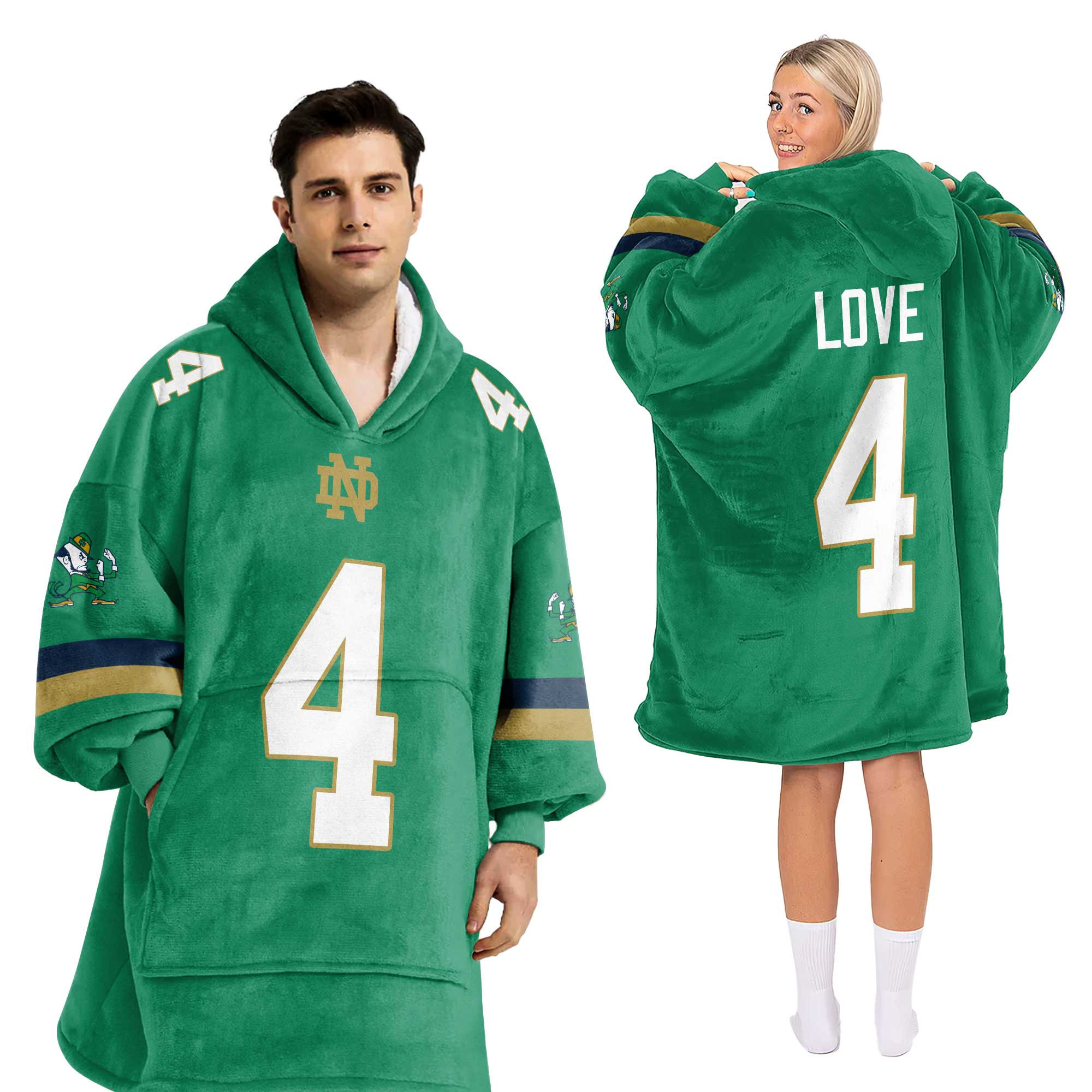 Adult 4 Notre Dame Football Unisex Blanket Hoodie