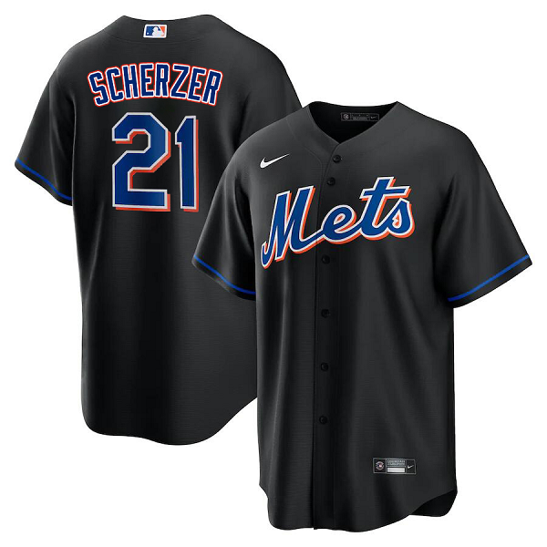 Men's New York Mets #21 Max Scherzer  Black 2022 Alternate Player Jersey