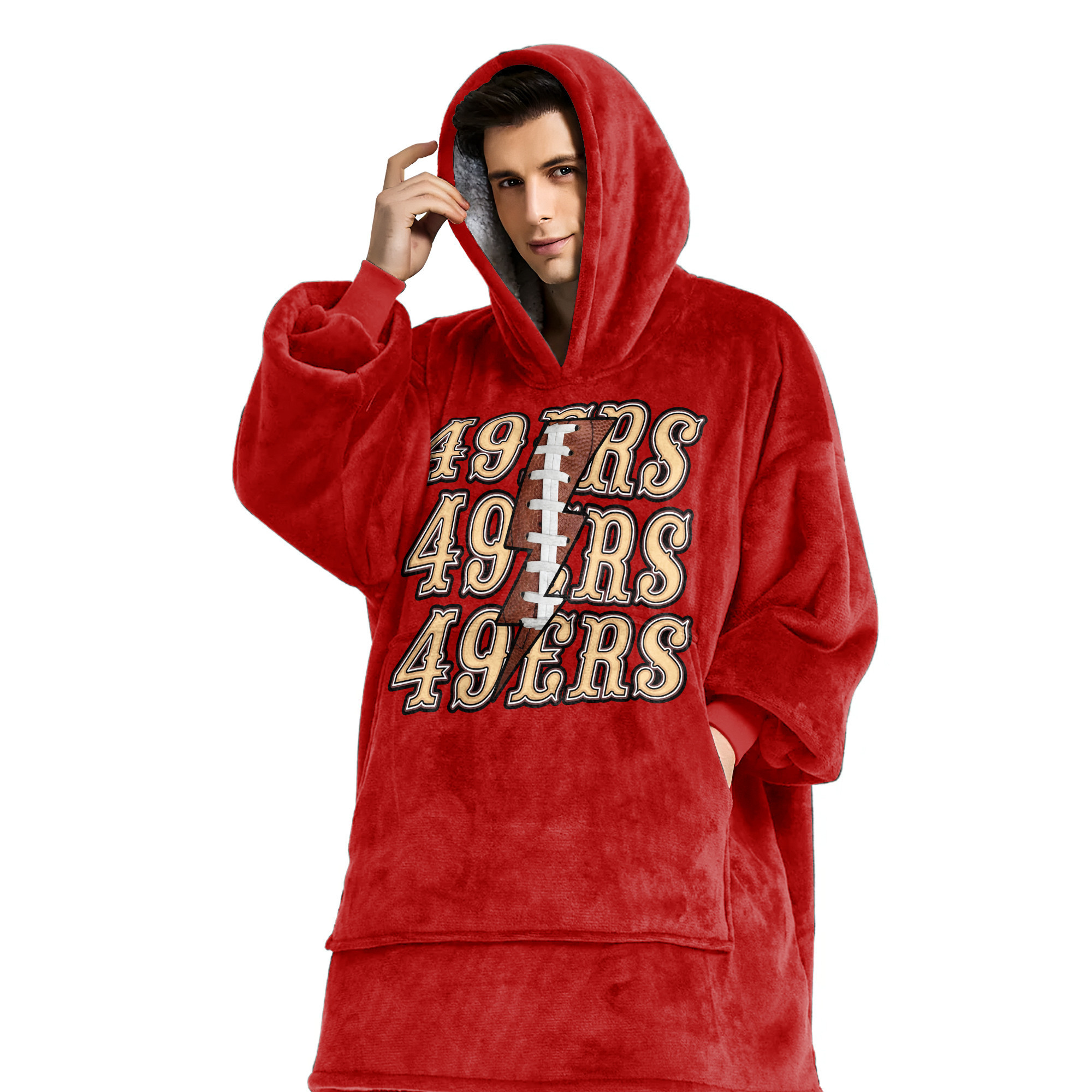 Adult San Francisco 49ers Football Unisex Blanket Hoodie