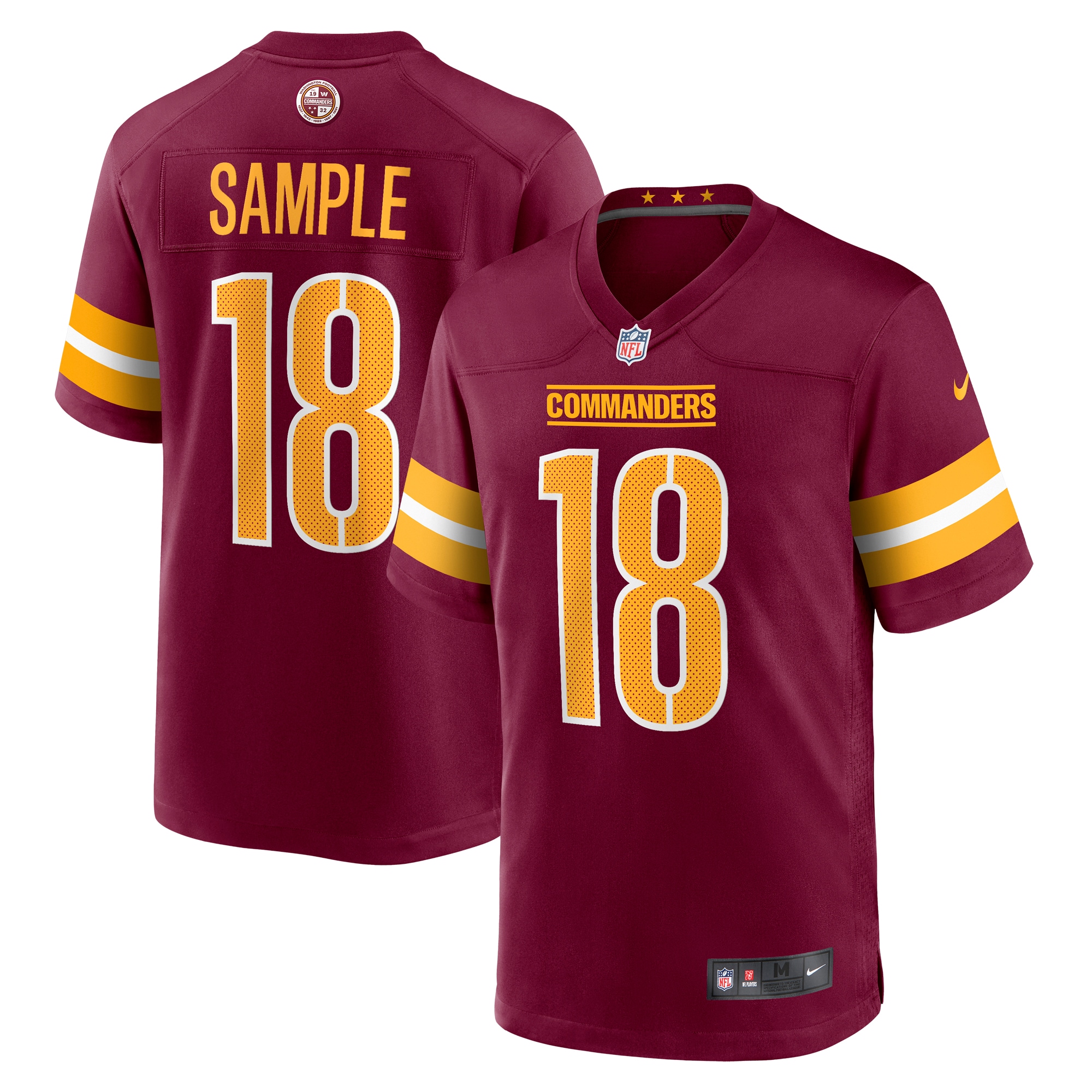 Jalen Sample Washington Commanders  Team Game Jersey - Burgundy