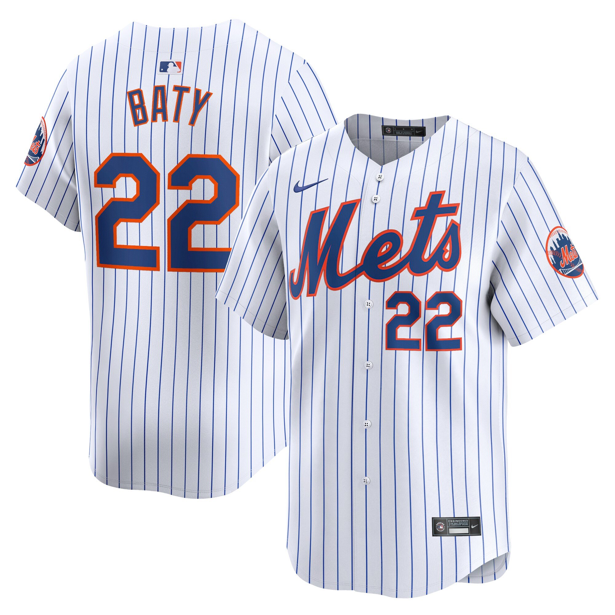 Men's New York Mets #22 Brett Baty  White Home Limited Player Jersey