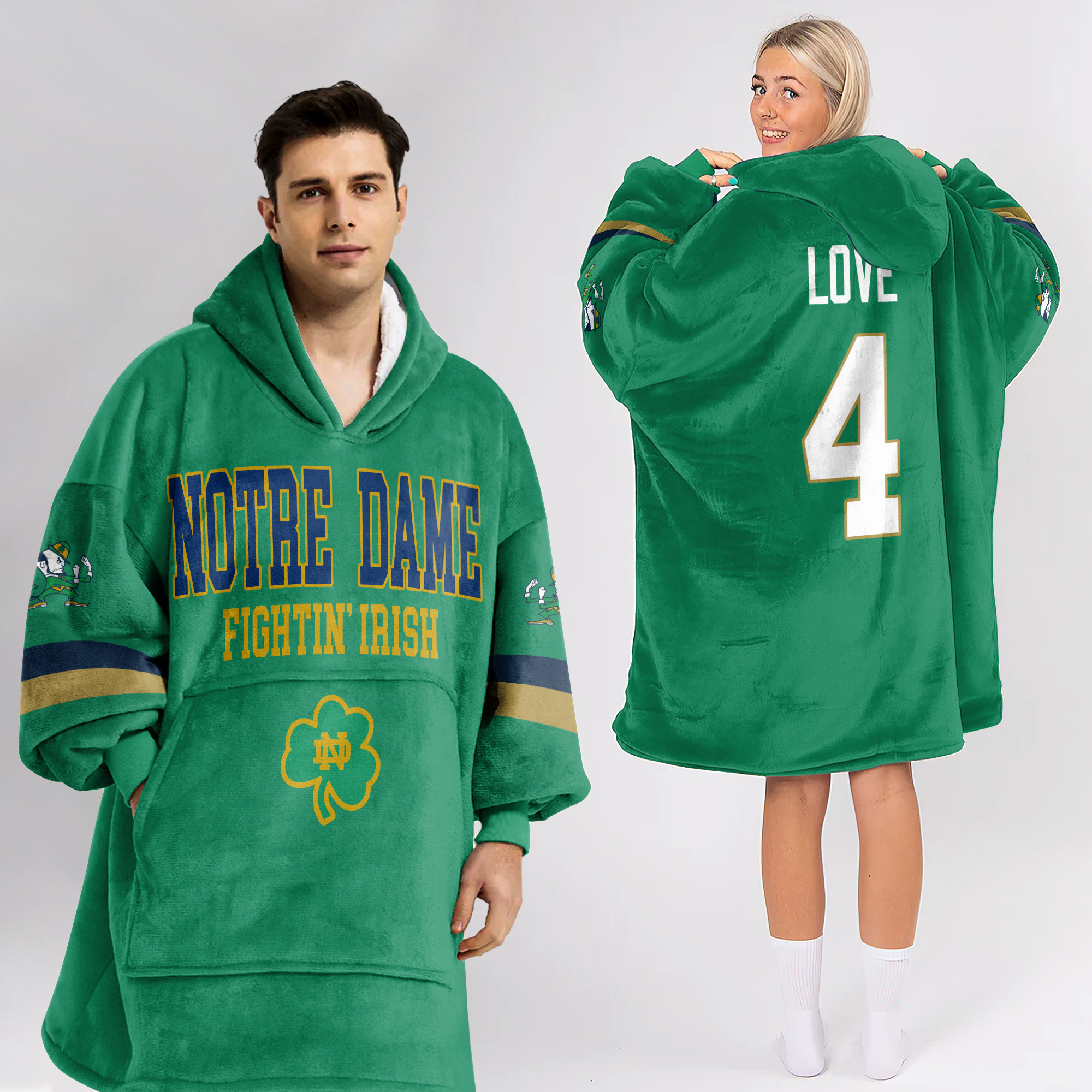 Adult Notre Dame Football Unisex Blanket Hoodie