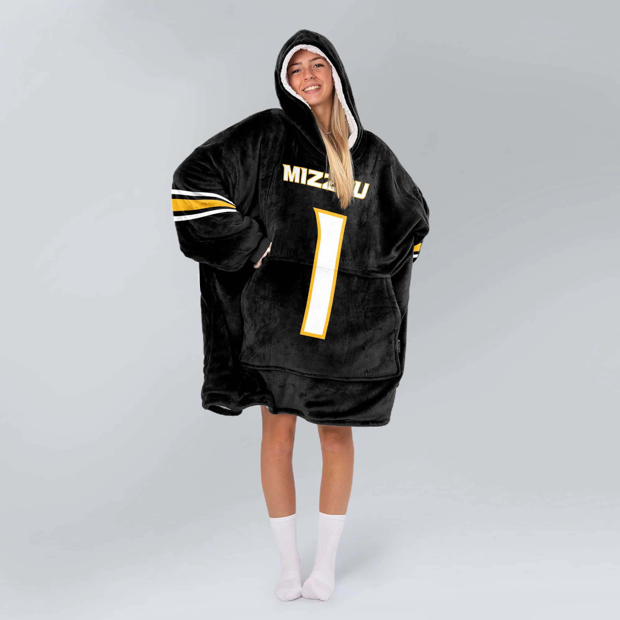 Adult 1 Missouri Football Unisex Blanket Hoodie