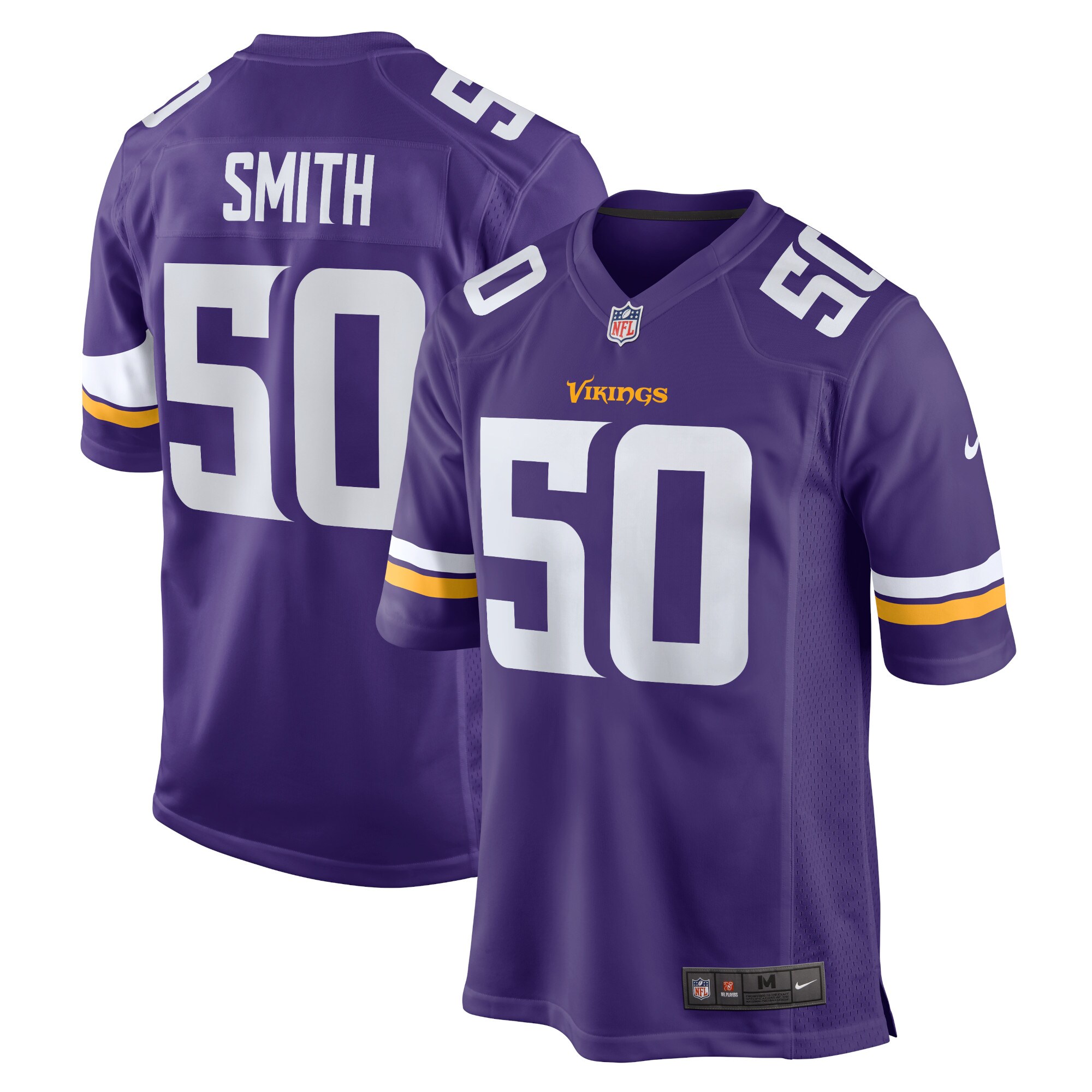 TJ Smith Minnesota Vikings Home Game Player Jersey - Purple