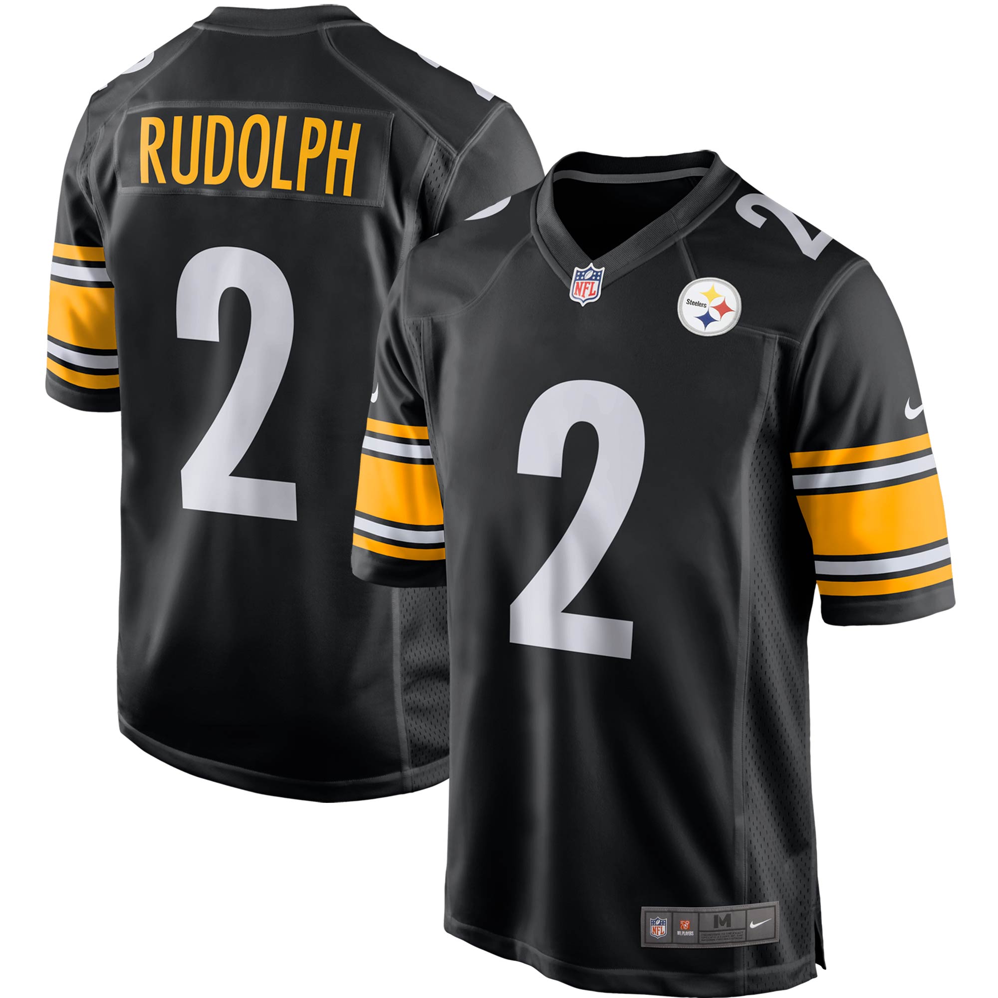 Mason Rudolph #2 Pittsburgh Steelers  Game Player Jersey - Black