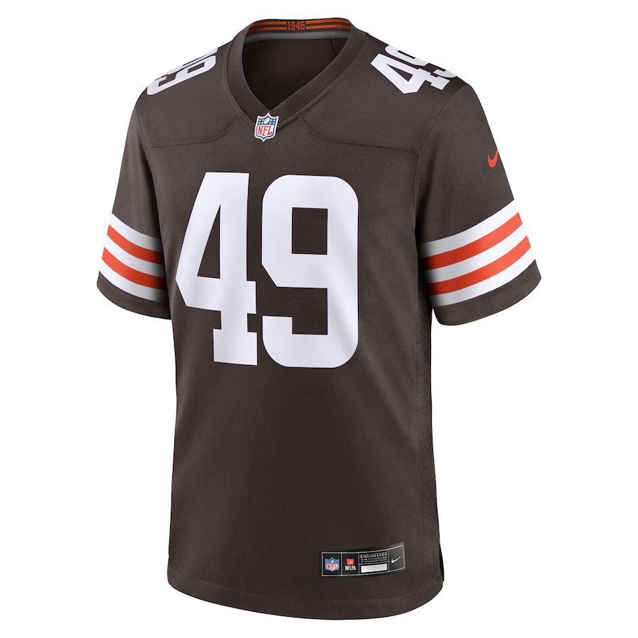 Men's Carson Schwesinger #49 Brown Cleveland Browns 2025 NFL Draft Game Jersey