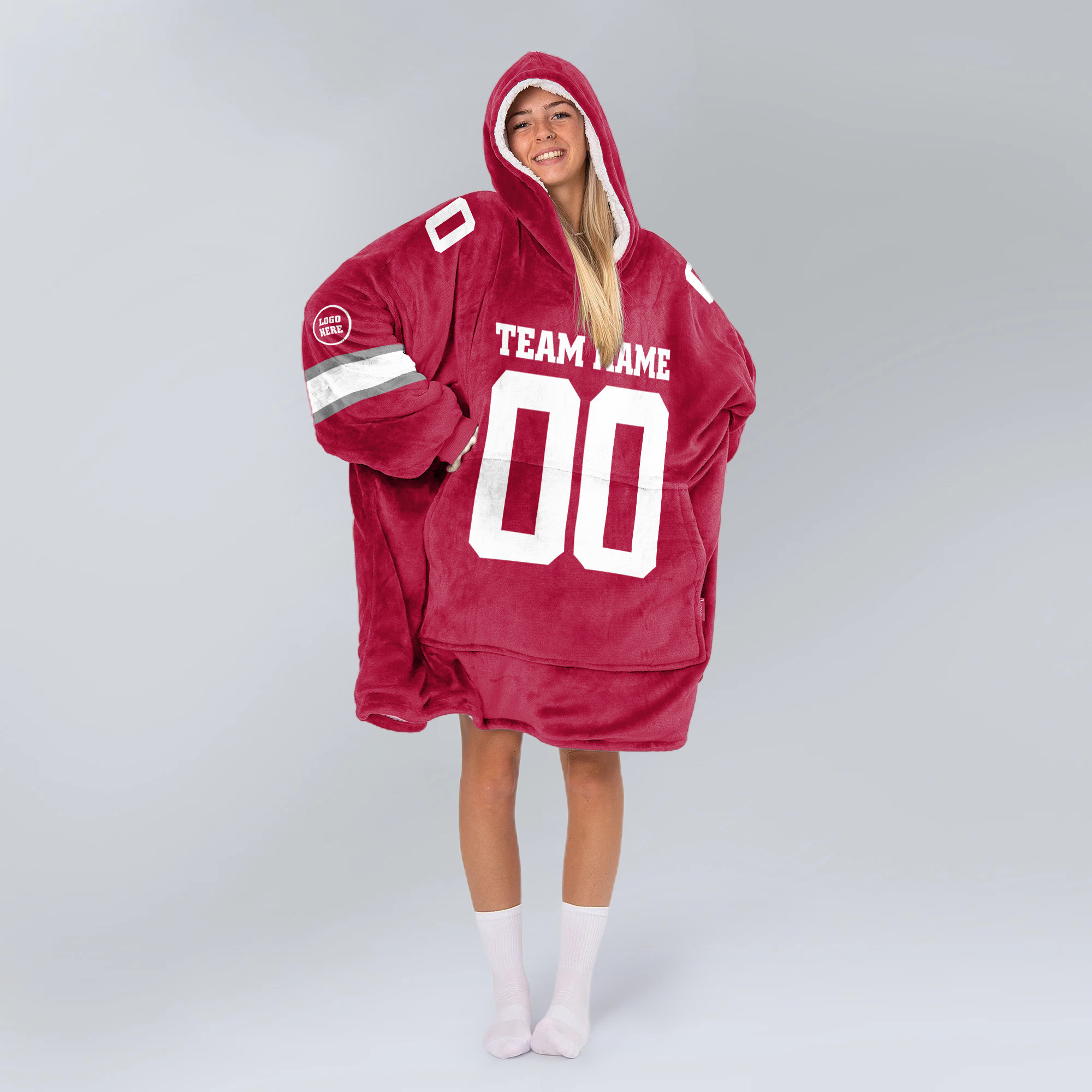 Adult Custom Blanket Hoodie Alabama Inspired Color