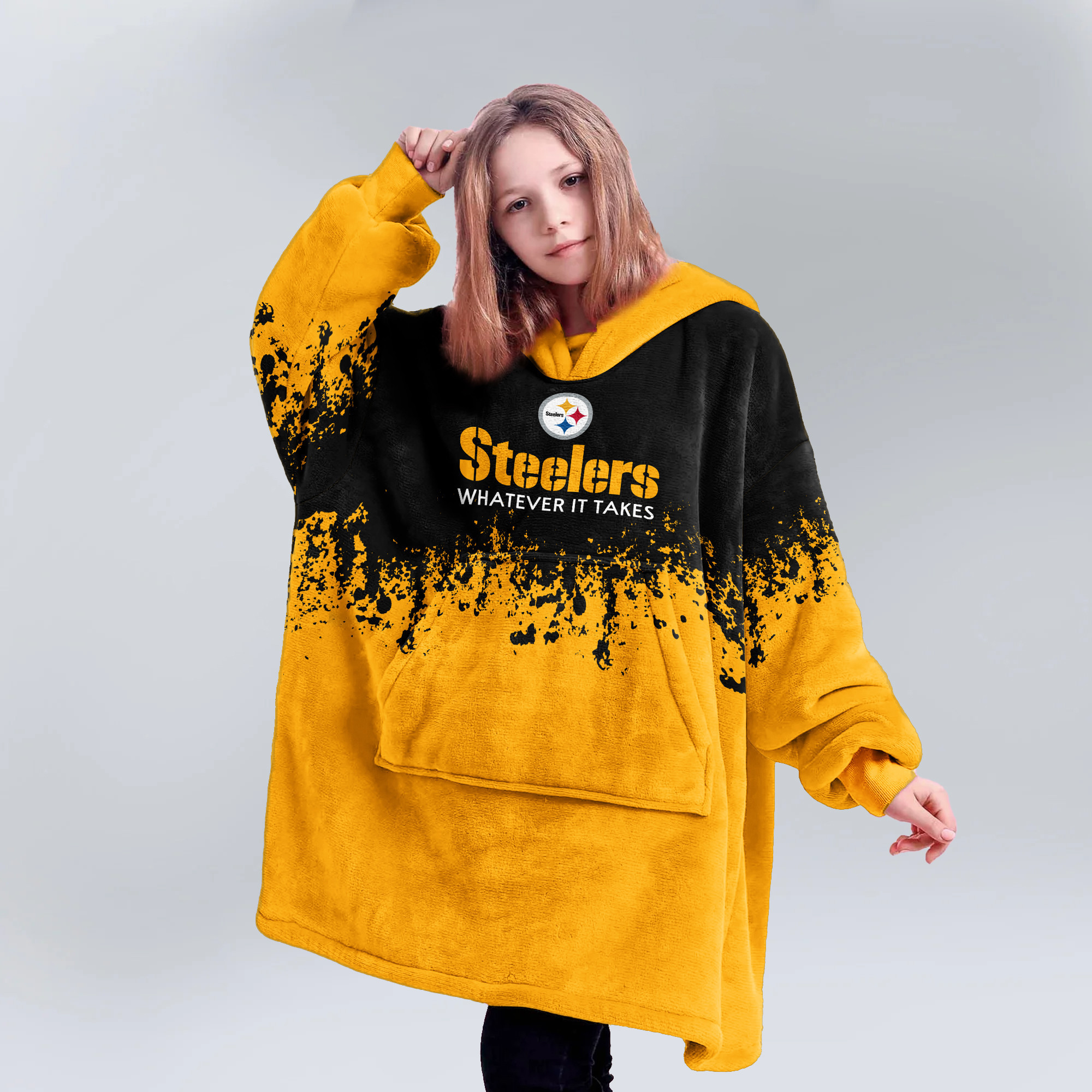 Adult Terrible Towel Pittsburgh Football Unisex Blanket Hoodie