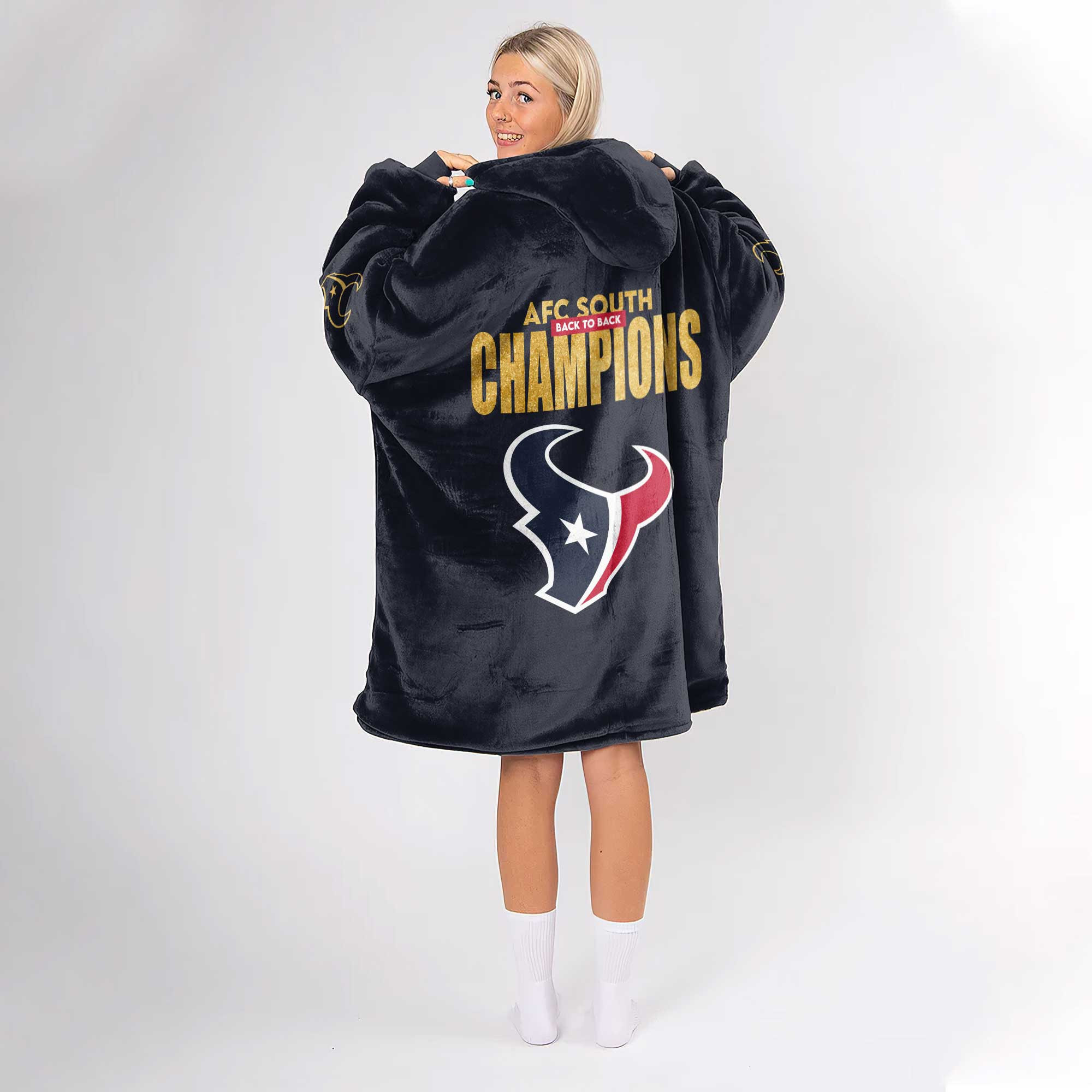 Adult Houston Football Unisex Blanket Hoodie