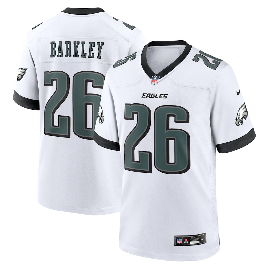Men's Philadelphia Eagles #26 Saquon Barkley White White Game Jersey