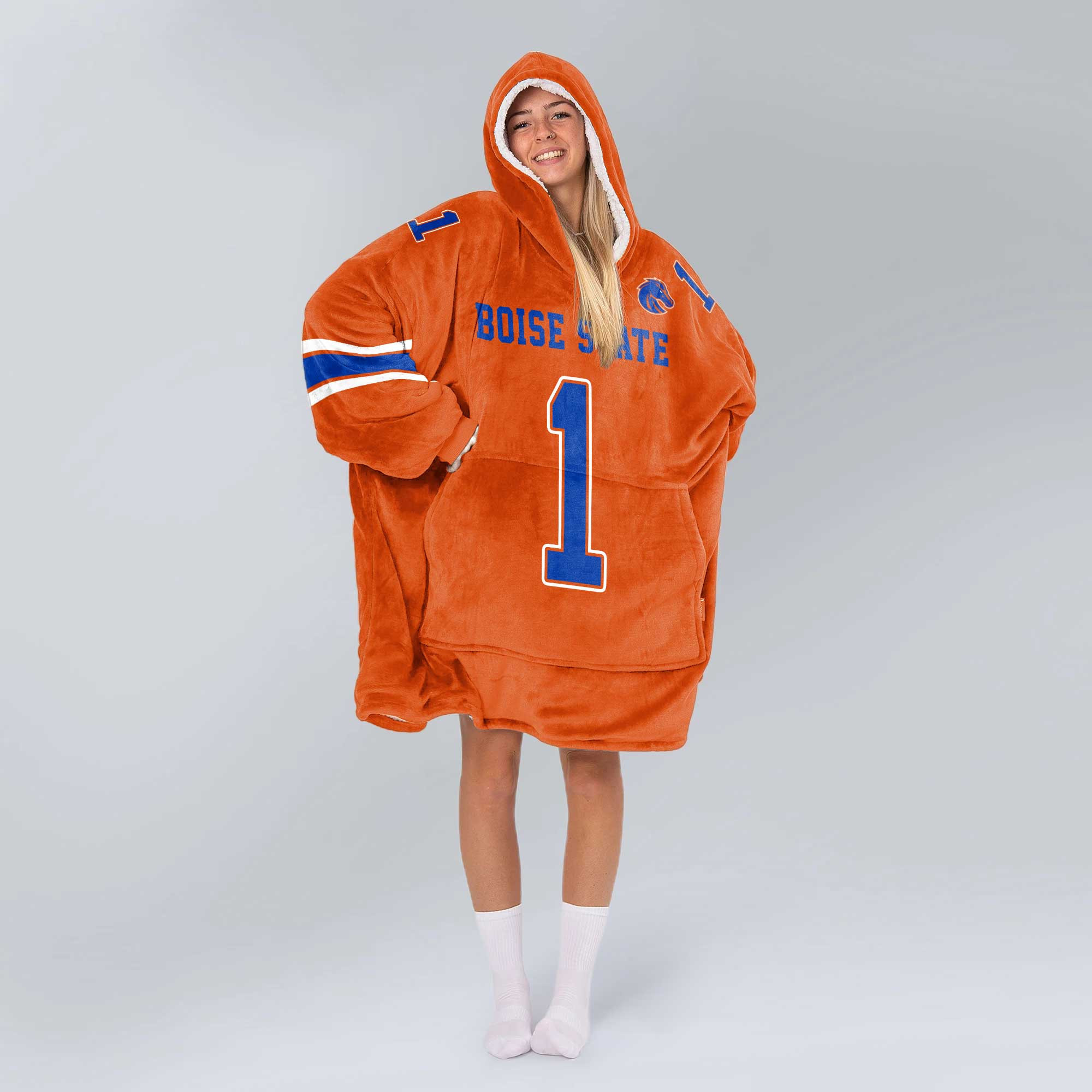 Adult #1 Boise State Football Unisex Blanket Hoodie
