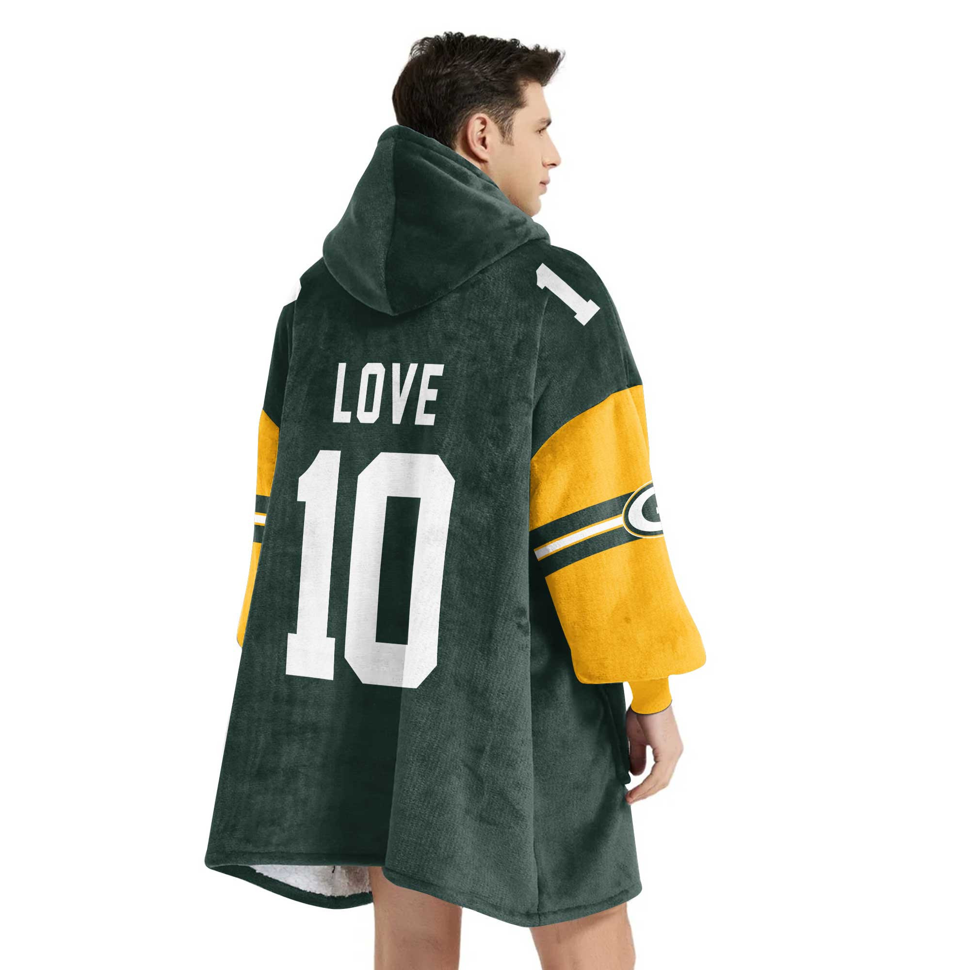 Adult J.L. 10 Green Bay Football Unisex Blanket Hoodie