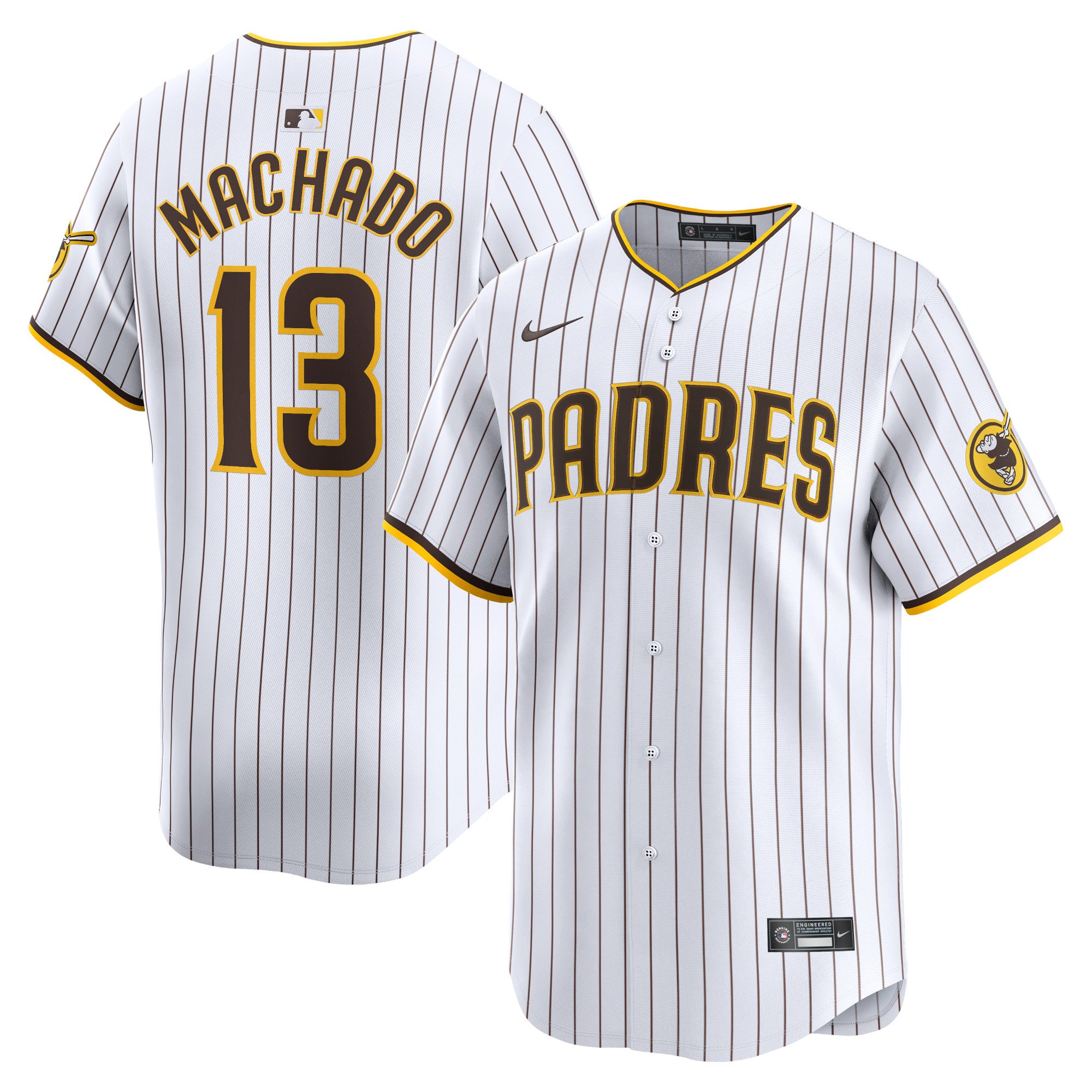 Men's San Diego Padres #13 Manny Machado  White Home Limited Player Jersey