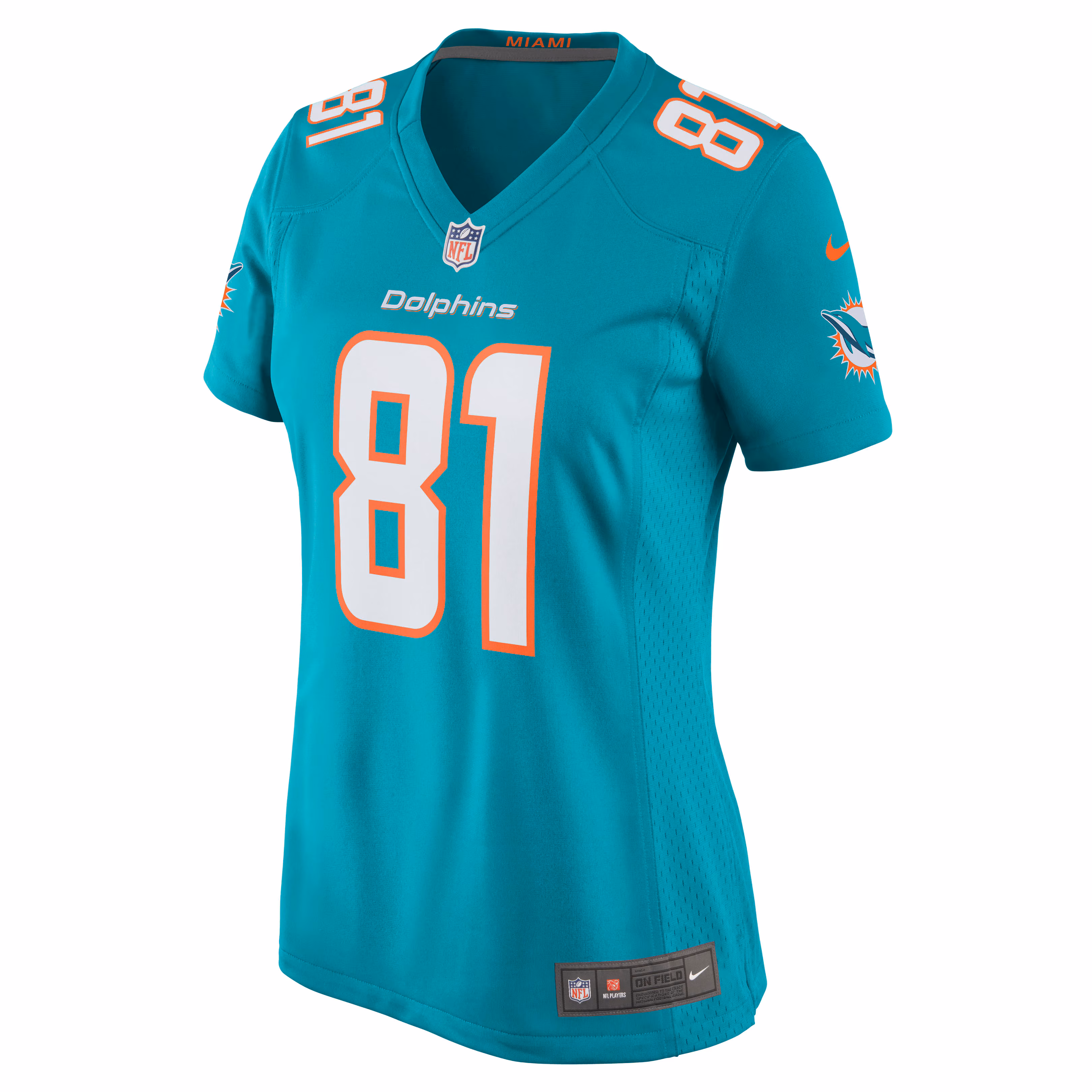 Durham Smythe Miami Dolphins Women's Game Jersey - Aqua