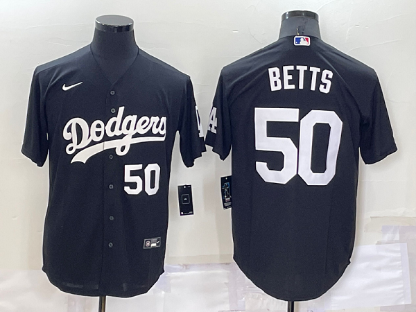 Men's  Los Angeles Dodgers #50 Mookie Betts Black Stitched Cool Base MLB Jersey