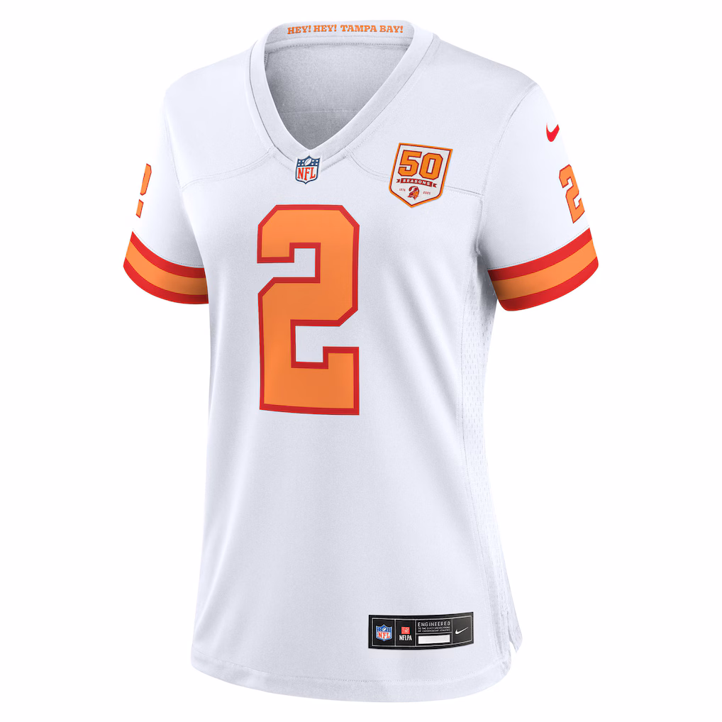 Emeka Egbuka #2 '76 Tampa Bay Buccaneers Women's Alternate 50th Season Game Jersey - White