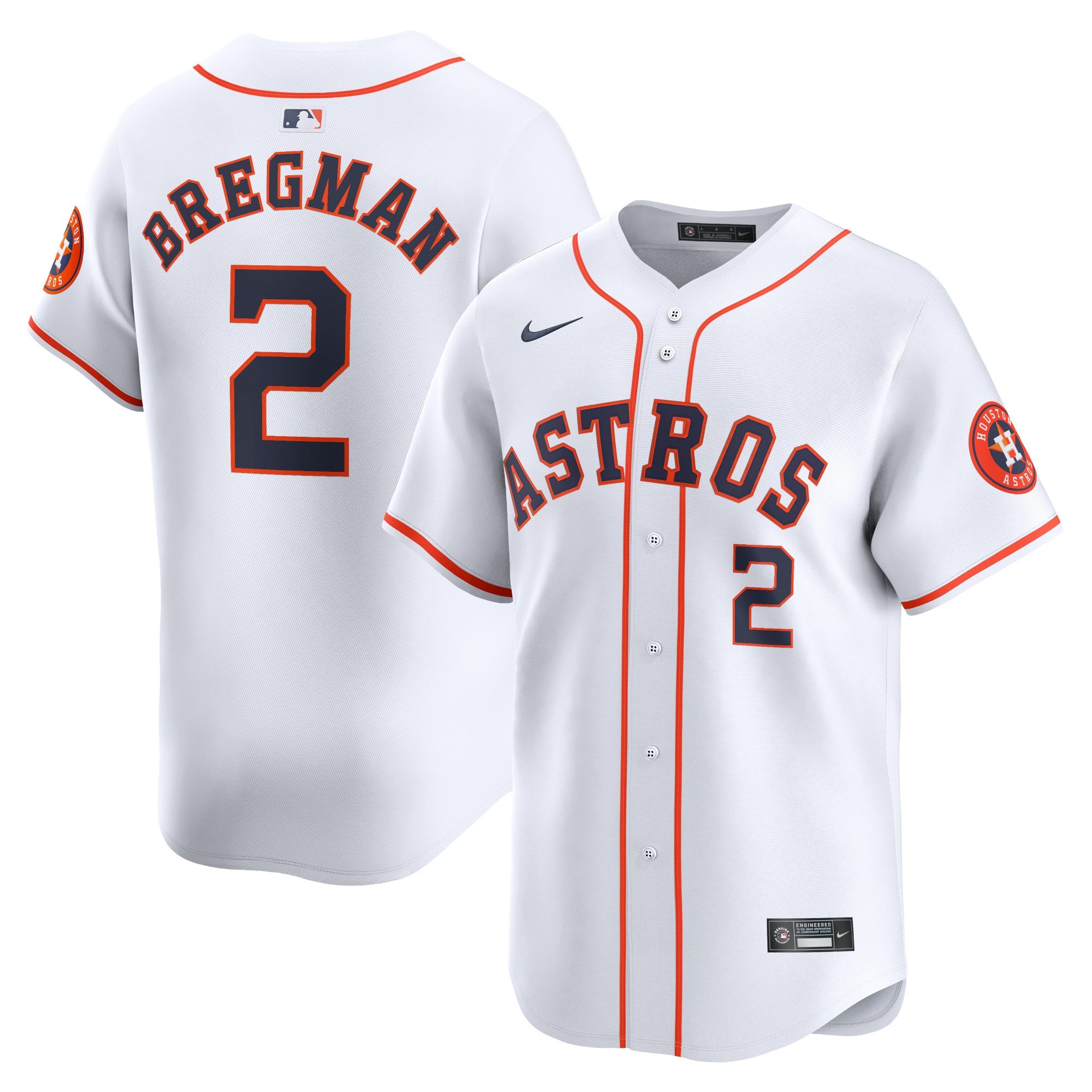 Men's Houston Astros Alex Bregman  White Home Limited Player Jersey