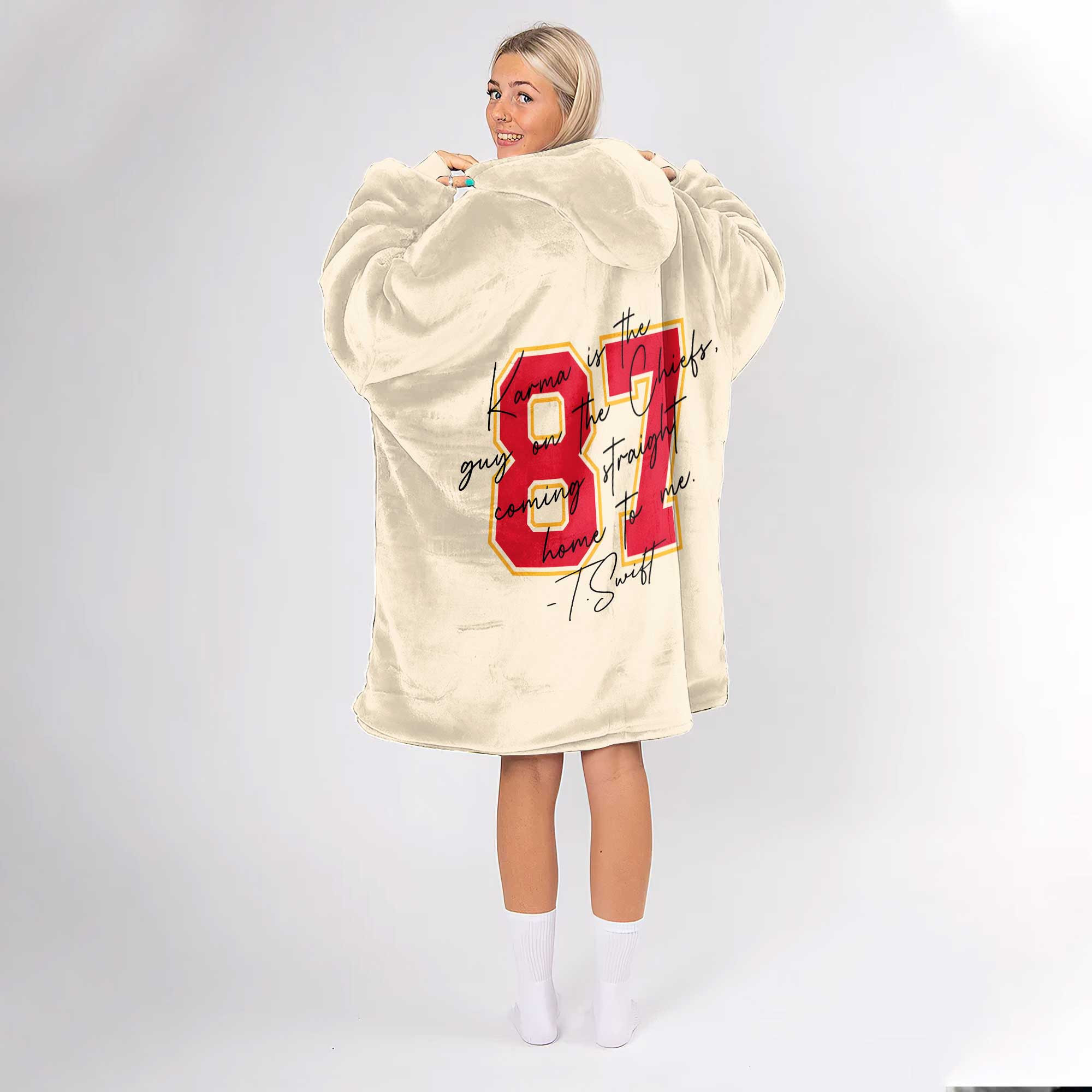 Adult Swiftie 87 Kansas City Football Unisex Blanket Hoodie