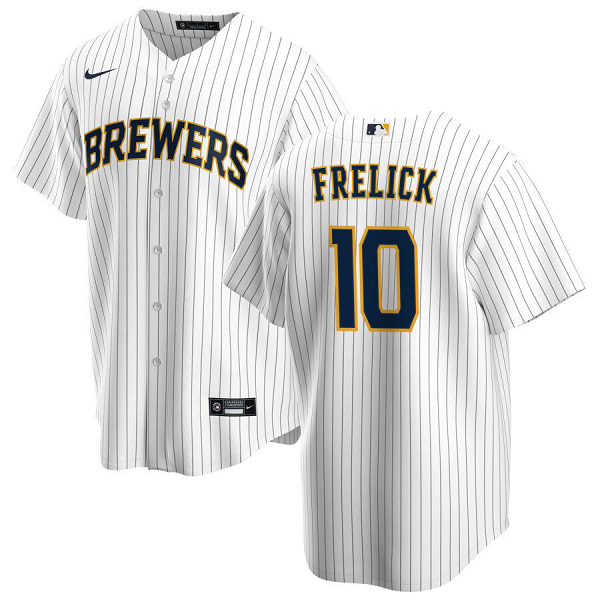 Men's Milwaukee Brewers #10 Sal Frelick  White Alternate Cool Base MLB Jersey