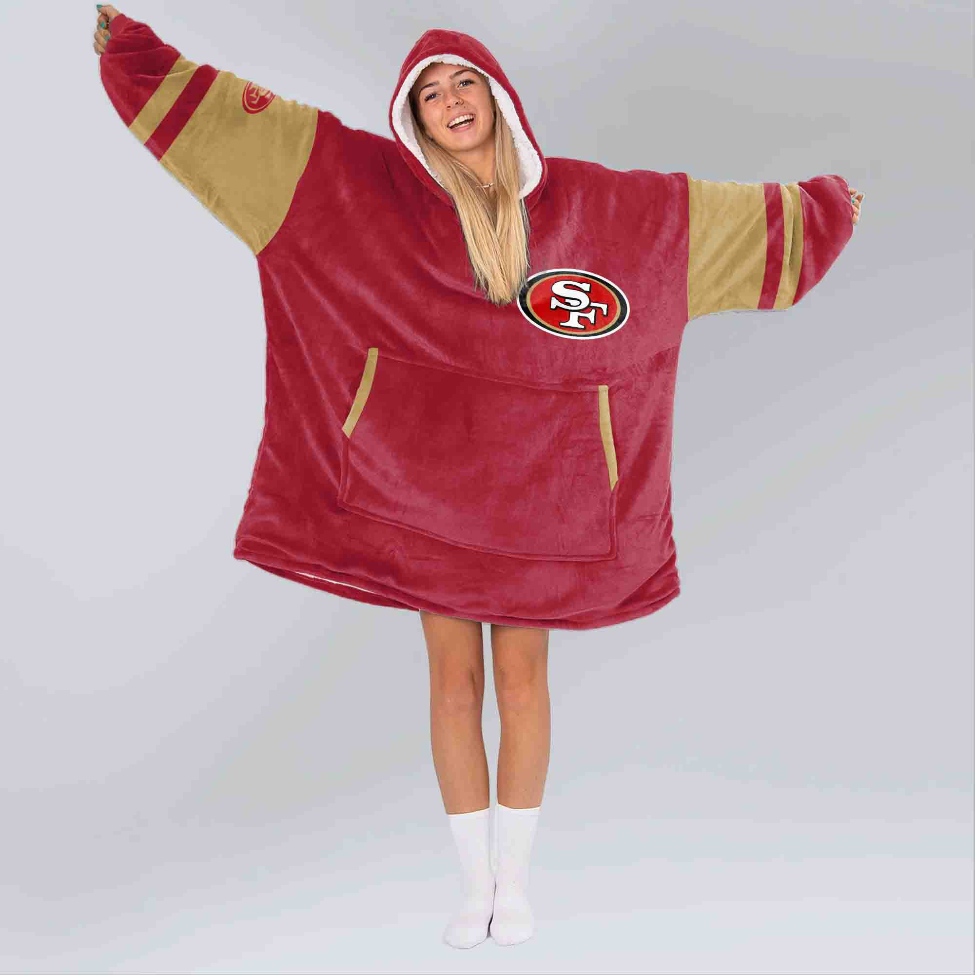 Adult San Francisco 49ers Football Unisex Blanket Hoodie