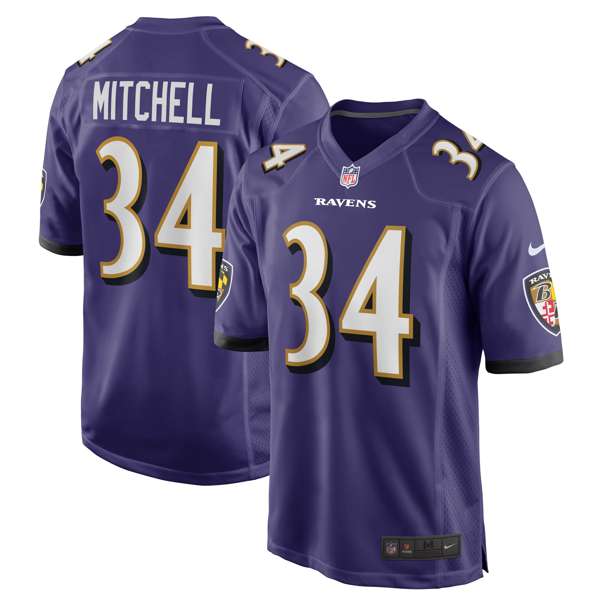 Keaton Mitchell Baltimore Ravens  Game Jersey -  Purple