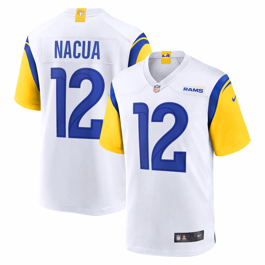 Men's Puka Nacua #12 White Los Angeles Rams Game Player Jersey
