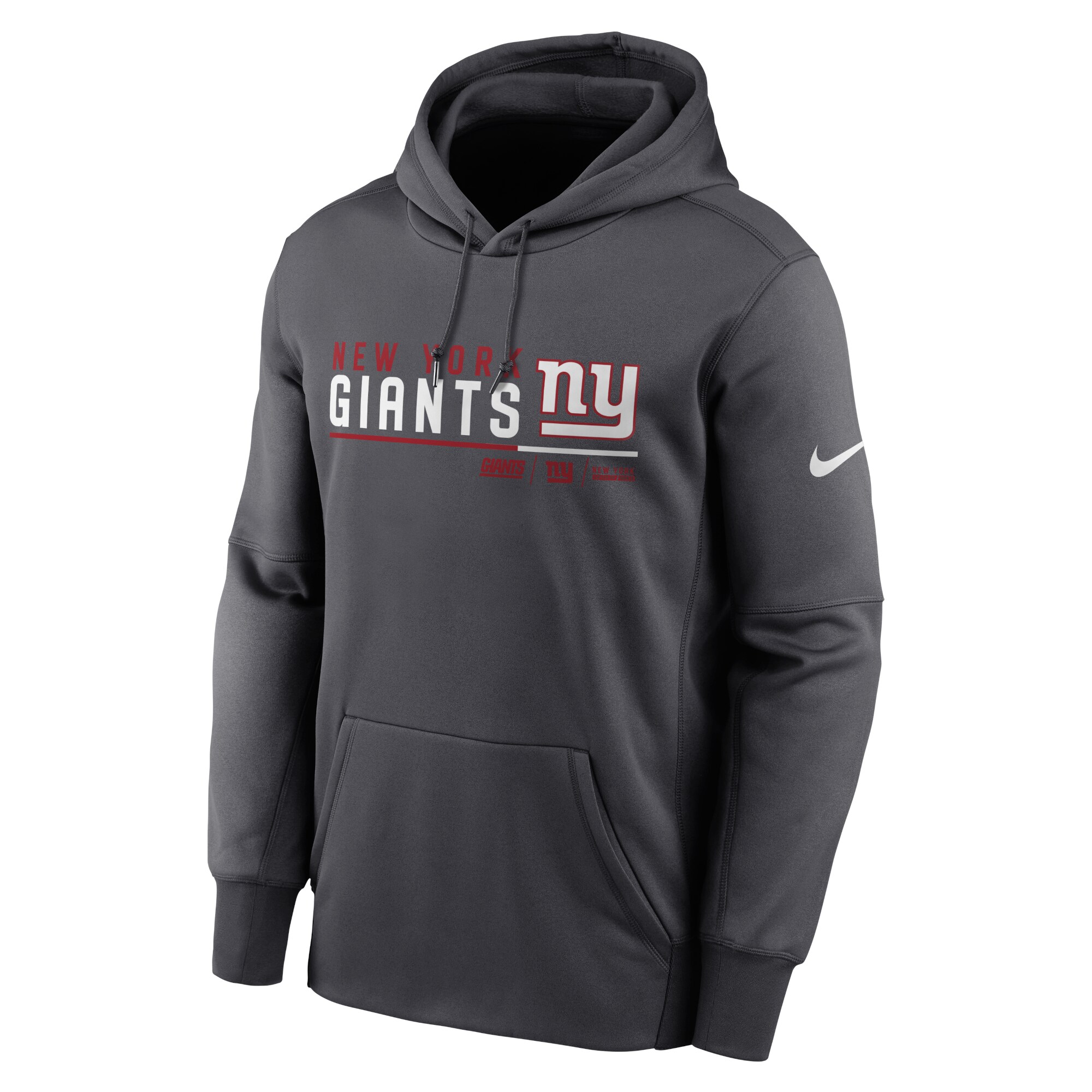 New York Giants Prime Logo Name Split Pullover Hoodie - Anthracite
