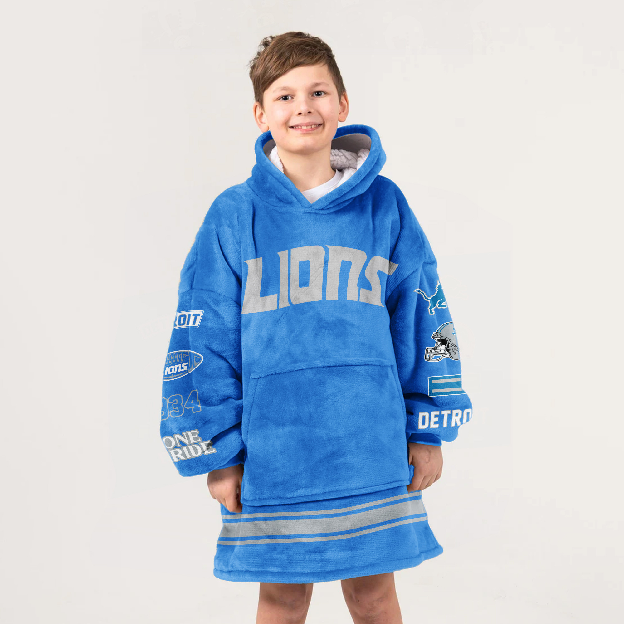 Adult Detroit Football Unisex Blanket Hoodie