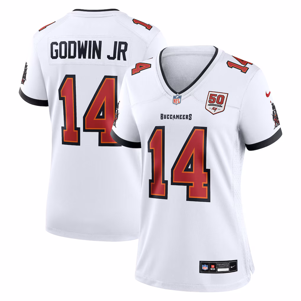 Chris Godwin Jr. #14 Tampa Bay Buccaneers Women's 50th Season White Game Jersey - White