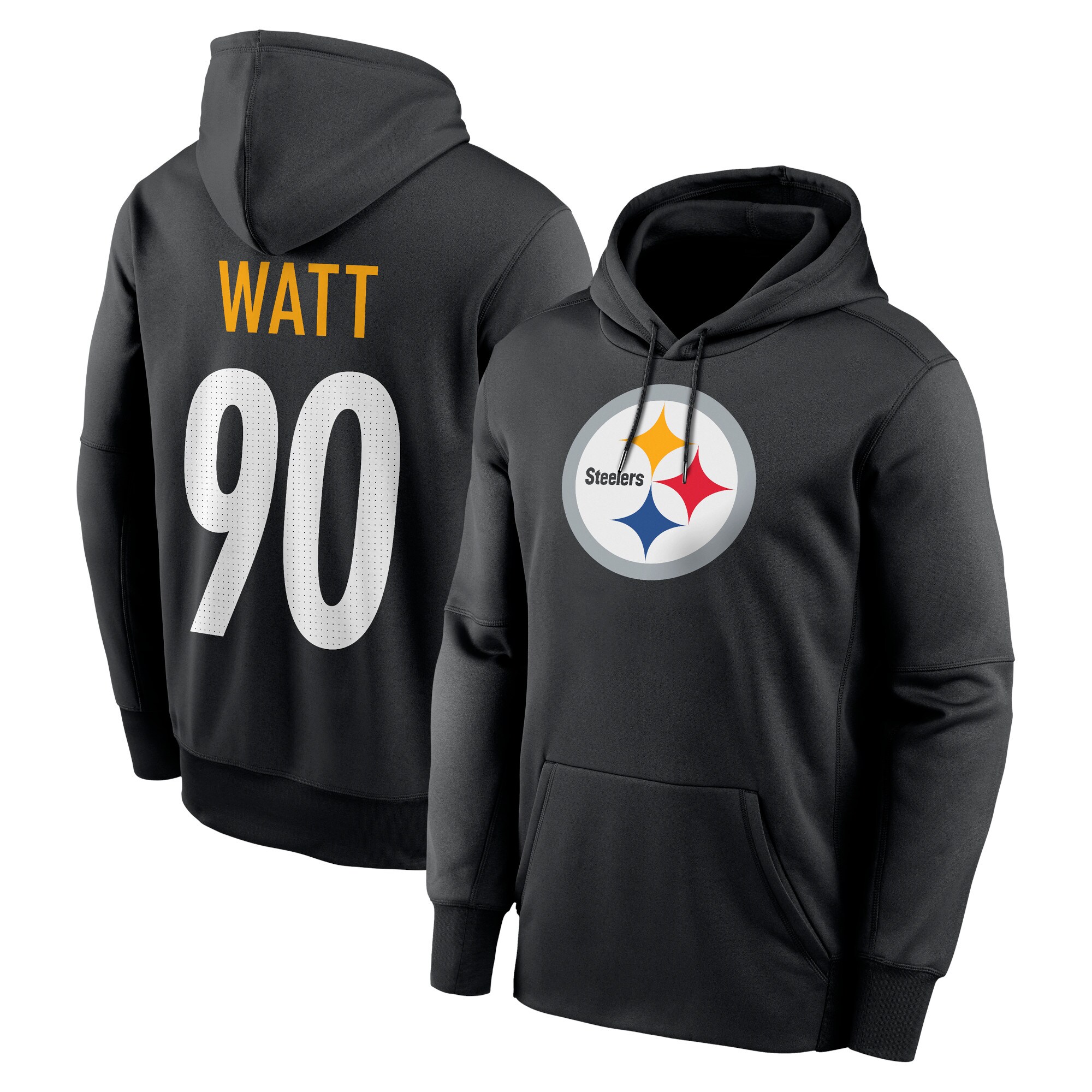 T.J. Watt Pittsburgh Steelers Player Name & Number Performance Pullover Hoodie - Black