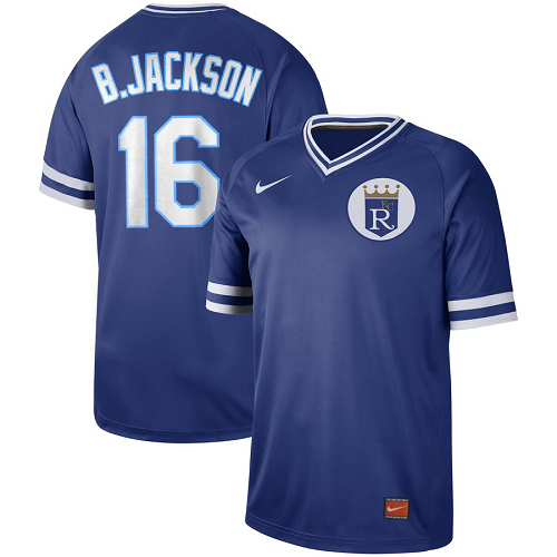 Men's  Kansas City #16 Bo Jackson Royals Royal Cooperstown Collection Legend V-Neck MLB Jersey