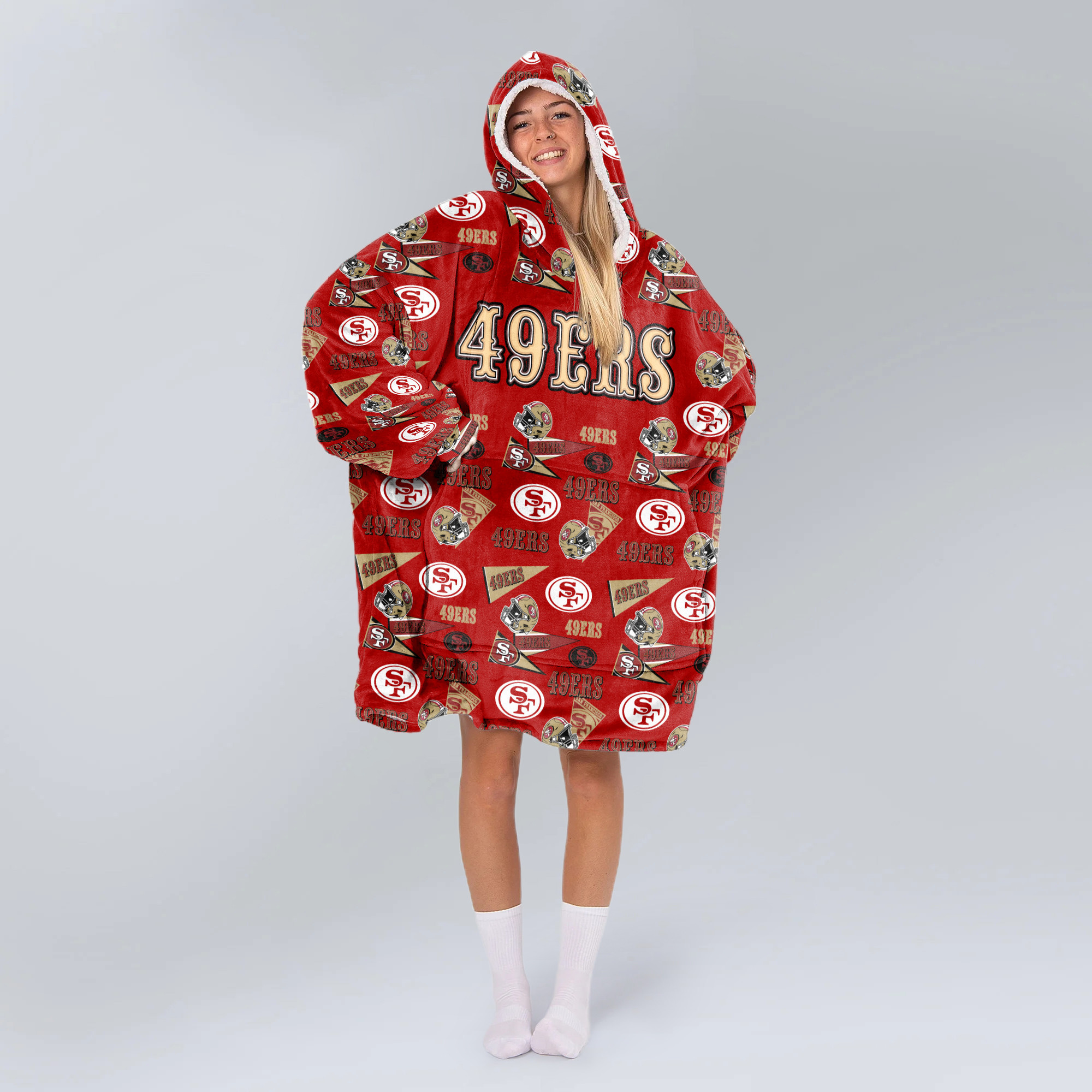 Adult San Francisco 49ers Football Unisex Blanket Hoodie