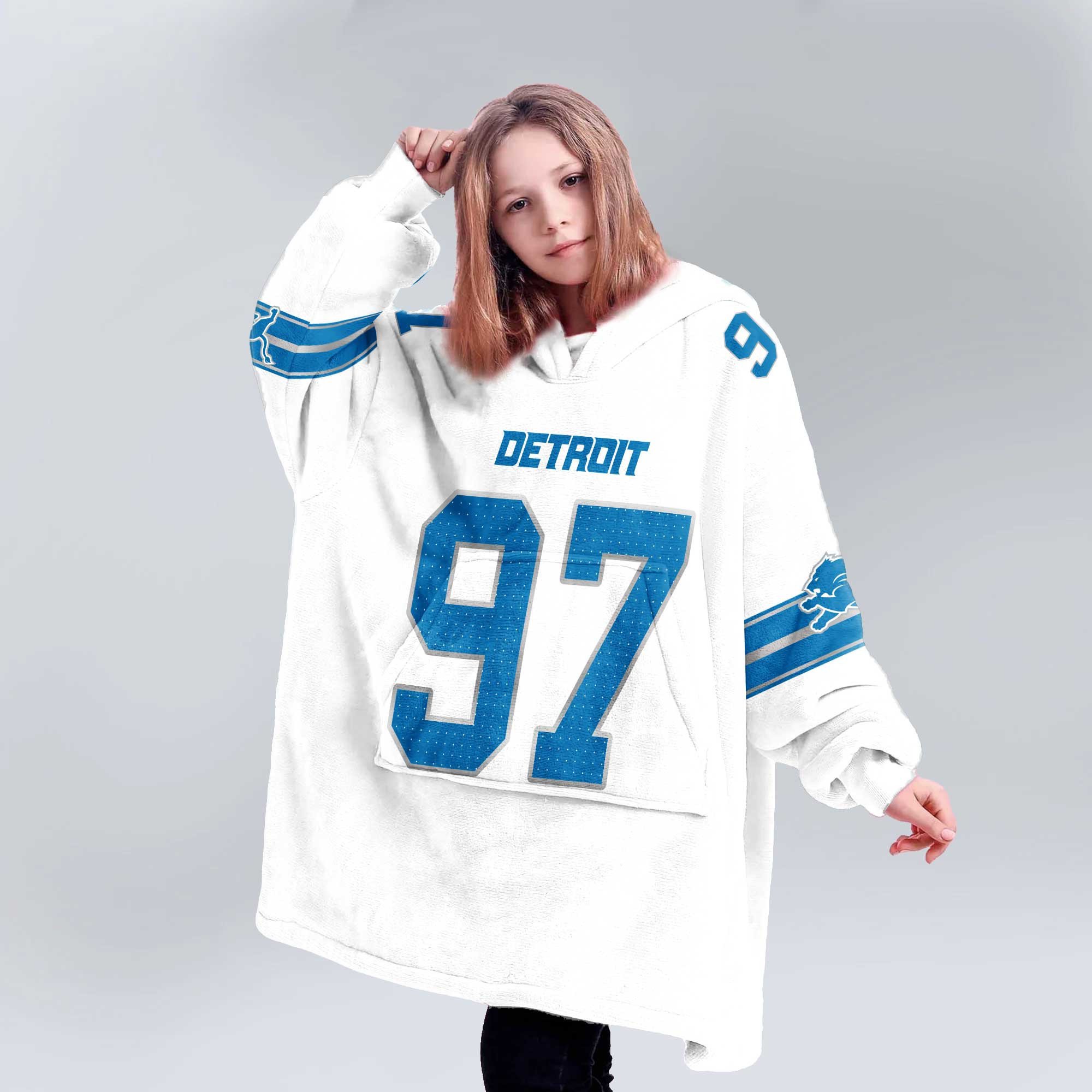 Adult 97 Detroit Football Unisex Blanket Hoodie