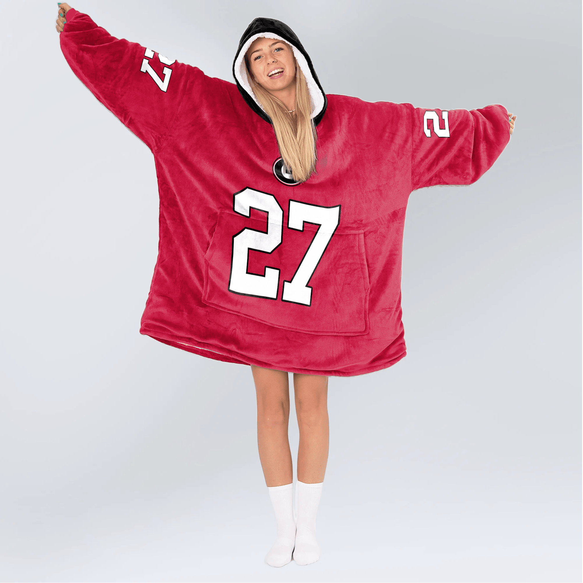 Adult N.C 27 Georgia Football Unisex Blanket Hoodie