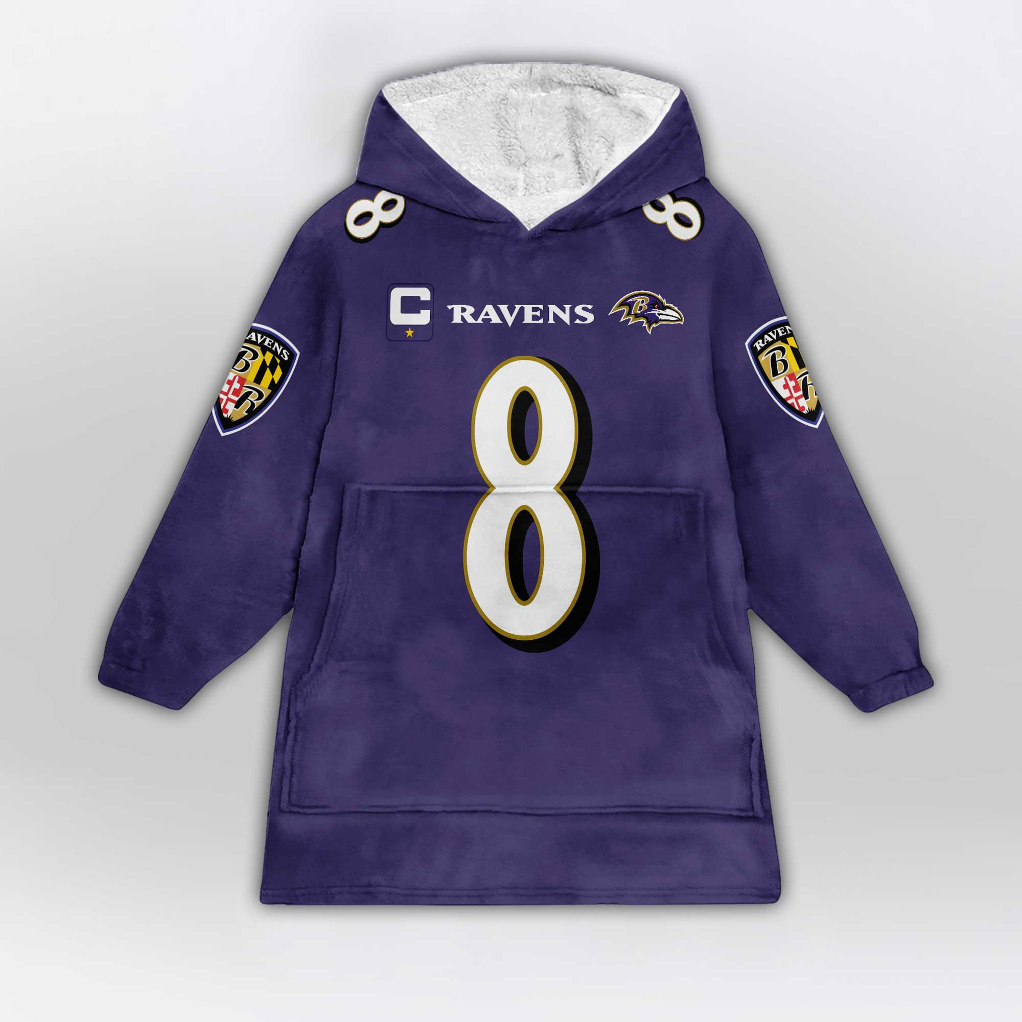 Kid 8 Baltimore Football Unisex Blanket Hoodie
