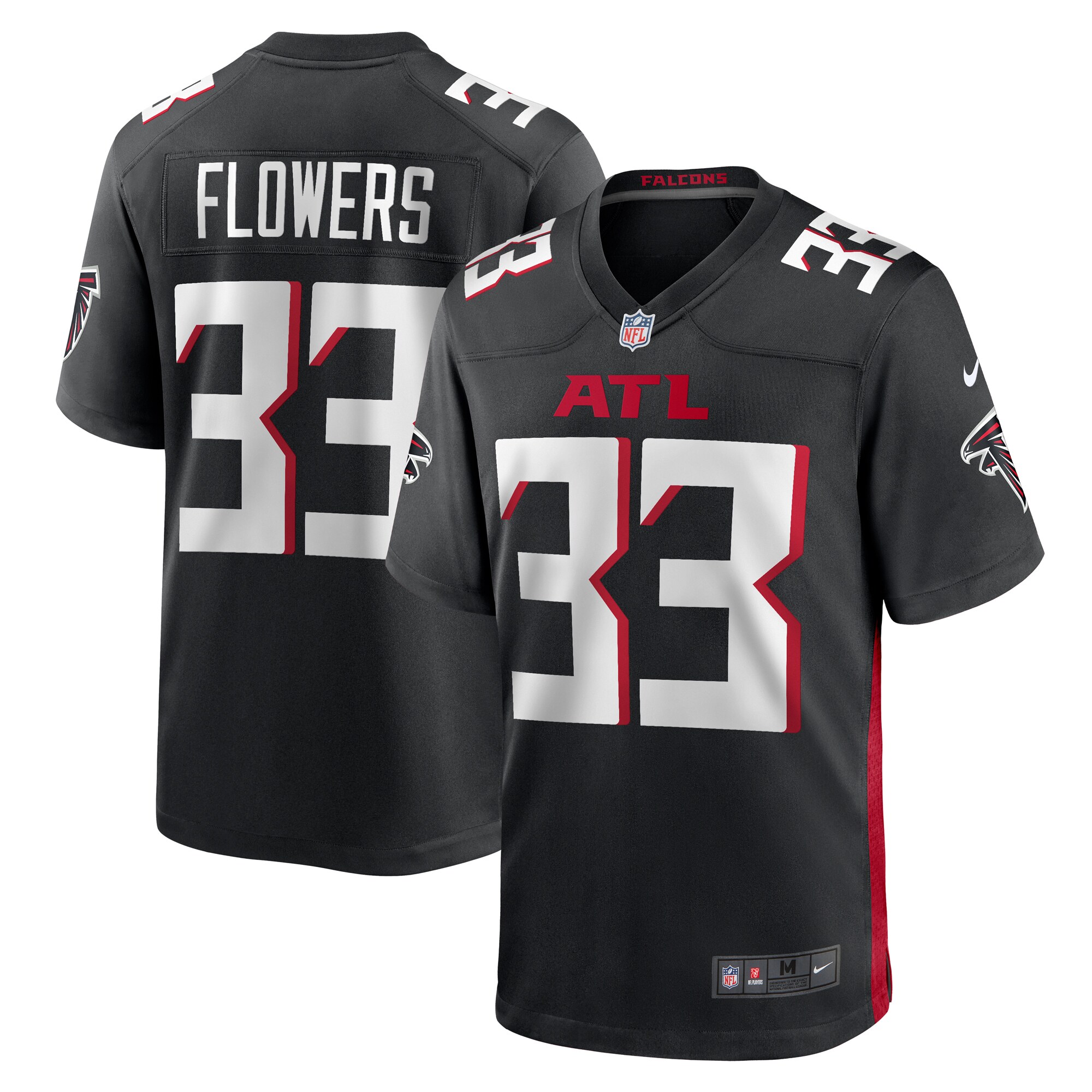 Tre Flowers Atlanta Falcons Team Game Jersey -  Black