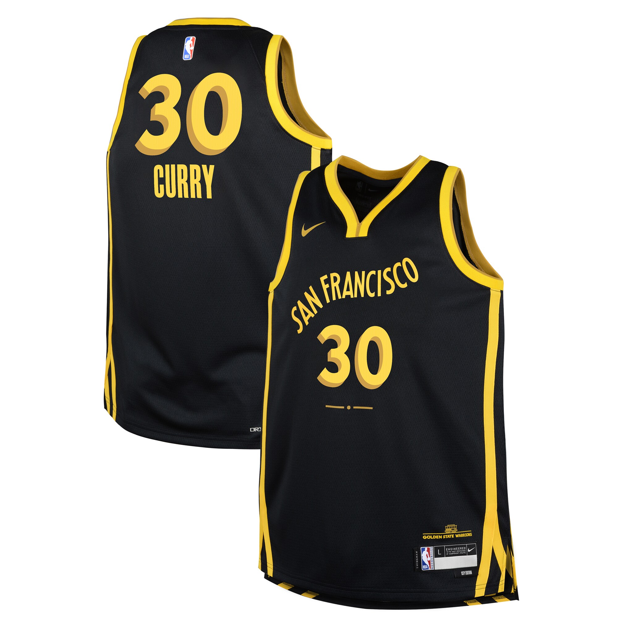 Youth Golden State Warriors Stephen Curry  Black 2023/24 Swingman Replica Jersey - City Edition