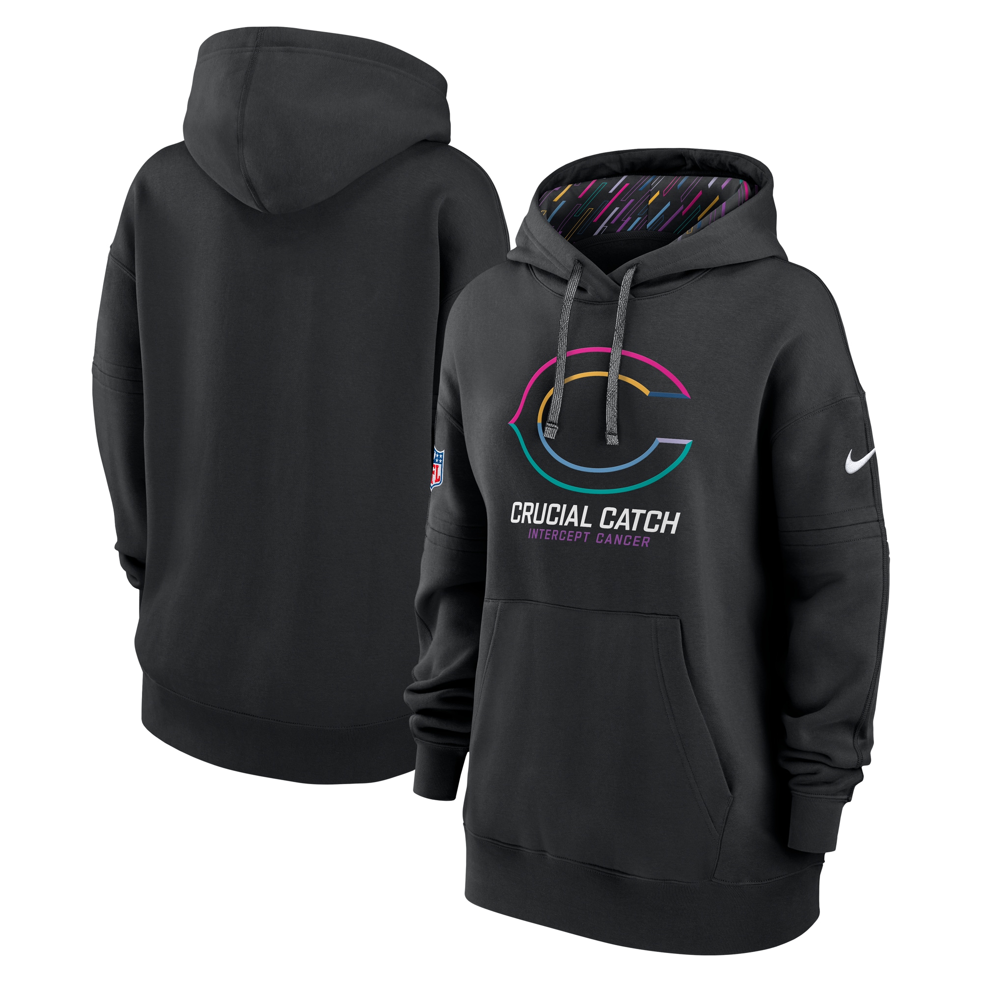 Chicago Bears Women's 2024 NFL Crucial Catch Club Pullover Hoodie - Black
