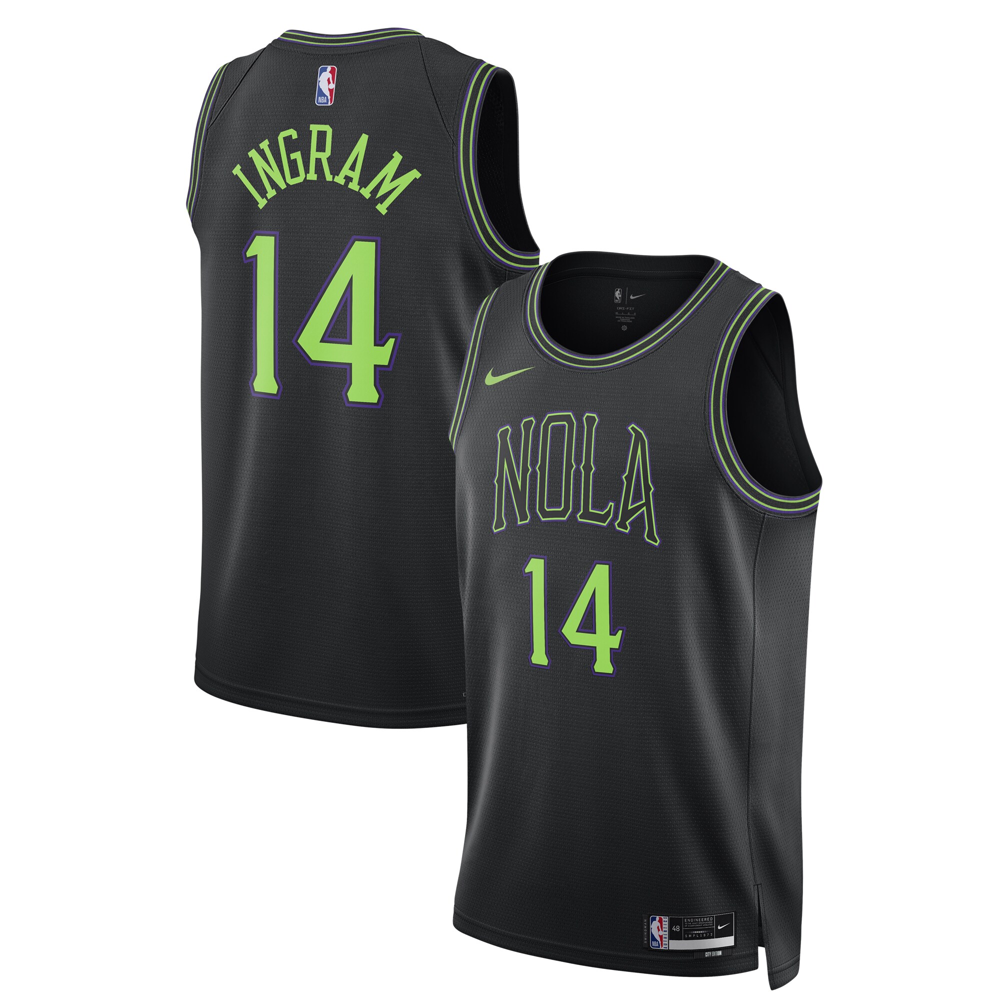 Unisex New Orleans Pelicans Brandon Ingram  Black 2023/24 Swingman Jersey - City Edition