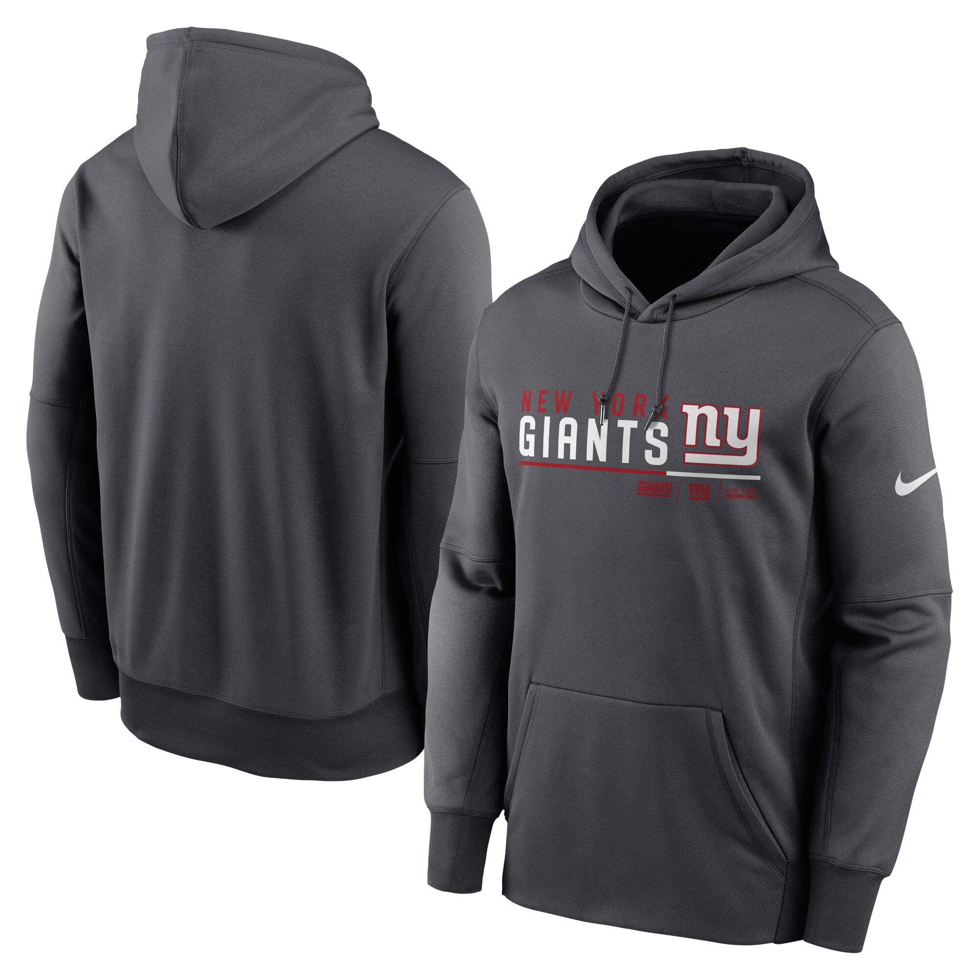 New York Giants Prime Logo Name Split Pullover Hoodie - Anthracite