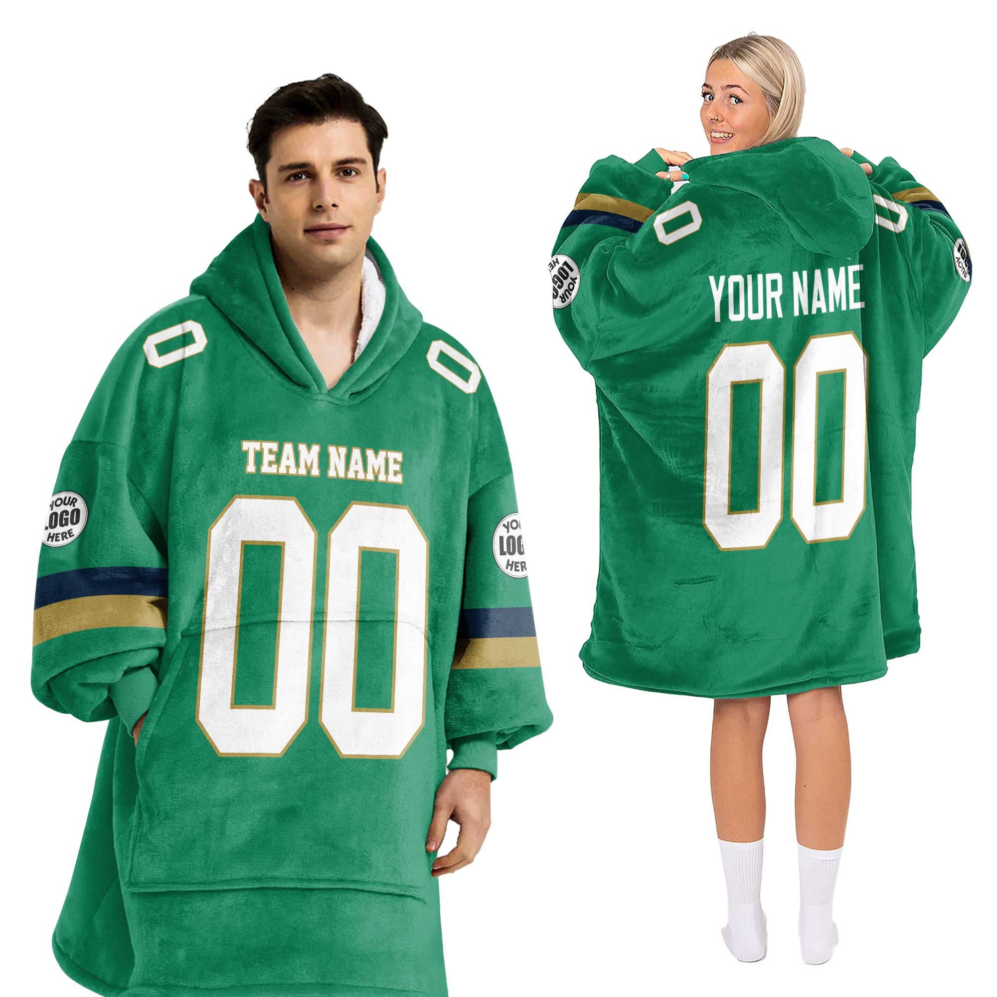 Adult Custom Blanket Hoodie Notre Dame Inspired Color