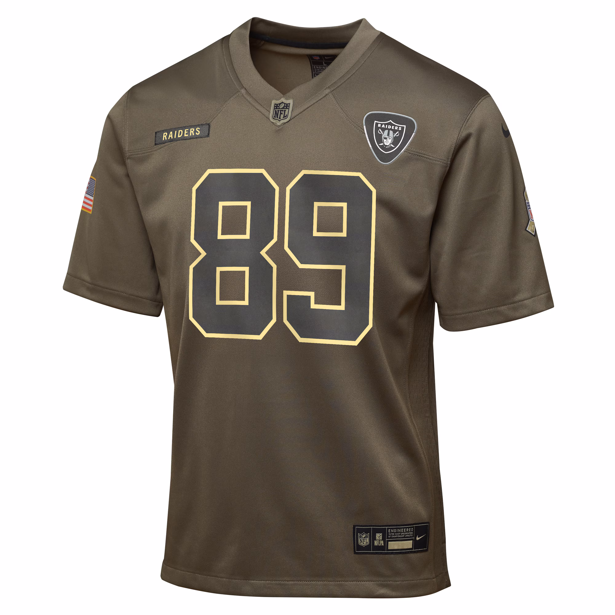 Youth Las Vegas Raiders Brock Bowers Olive 2025 Salute to Service Game Jersey