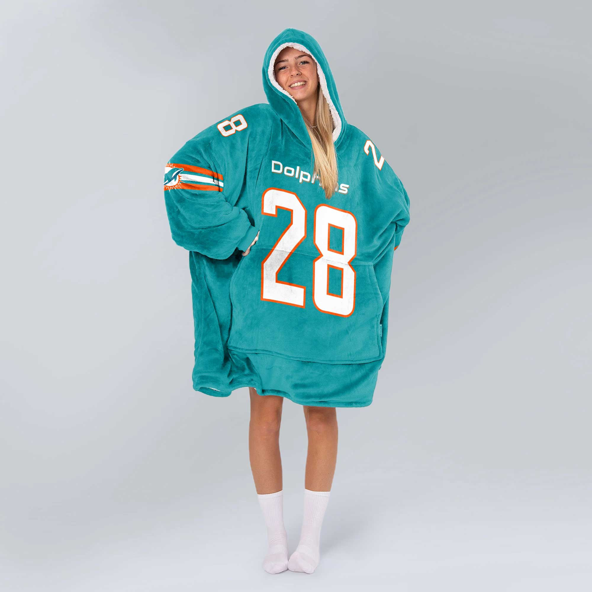 Adult 28 Miami Football Unisex Blanket Hoodie