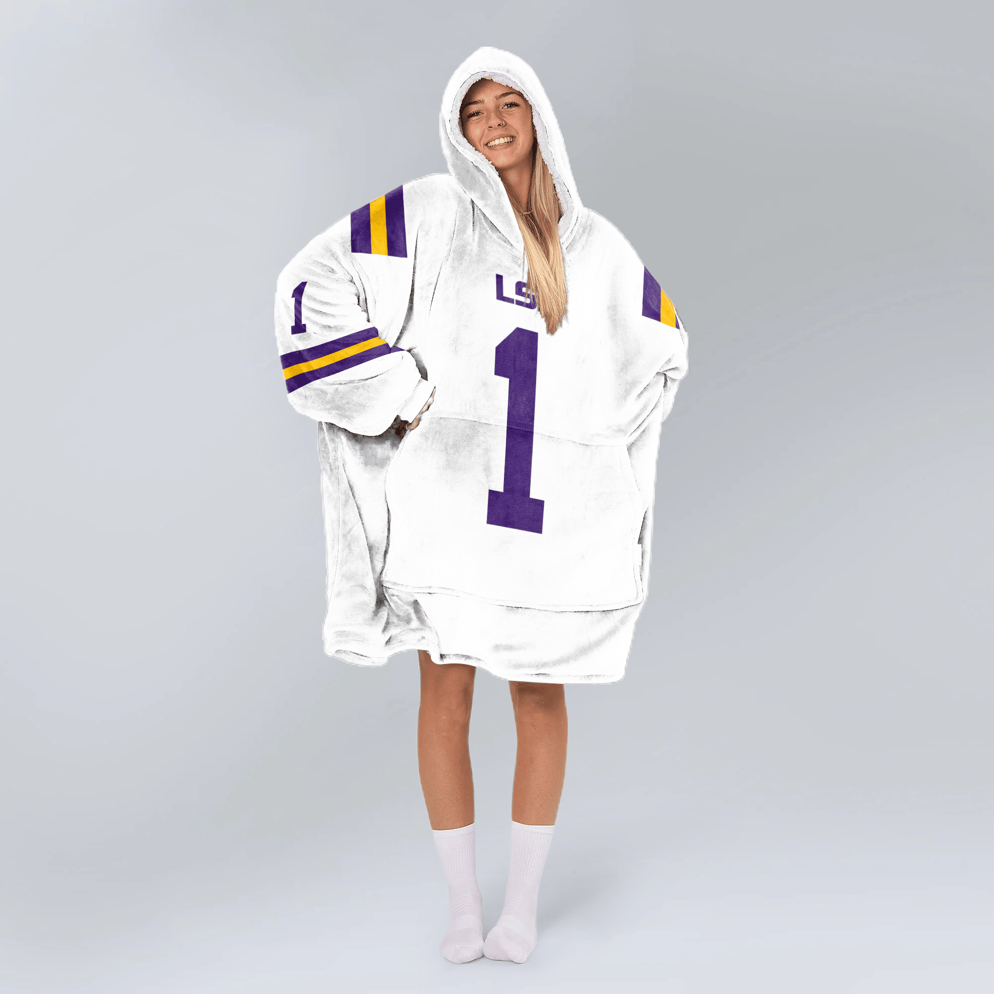 Adult #1 LSU Football Unisex Blanket Hoodie
